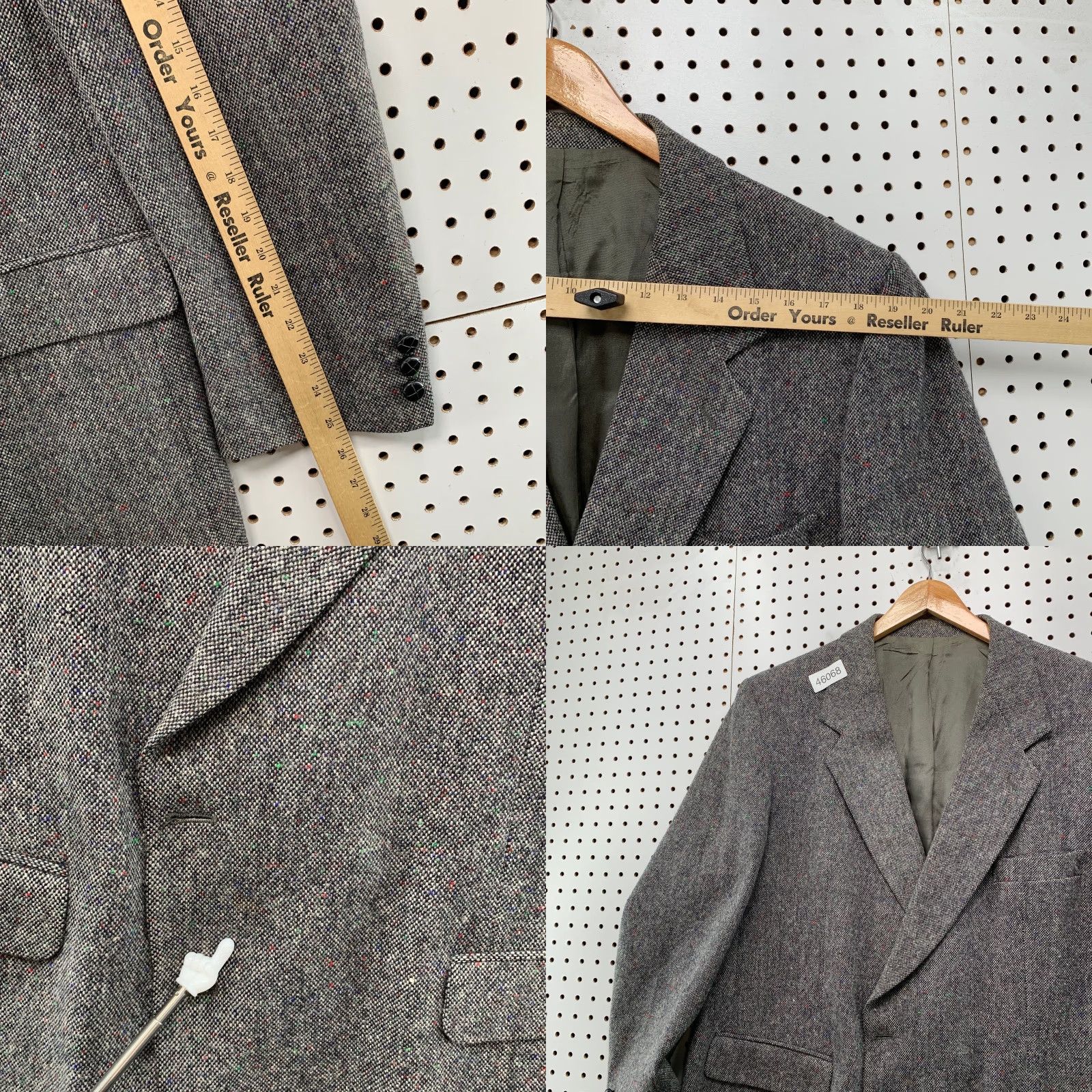 Vintage VINTAGE Magee Blazer Mens 50 Tweed Wool Donegal Speckled Patch Pocket Jacket 2 Piece Notch Lapel, Single-Breasted, Gray, Wool, Chest 50 Size 50R - 9 Thumbnail