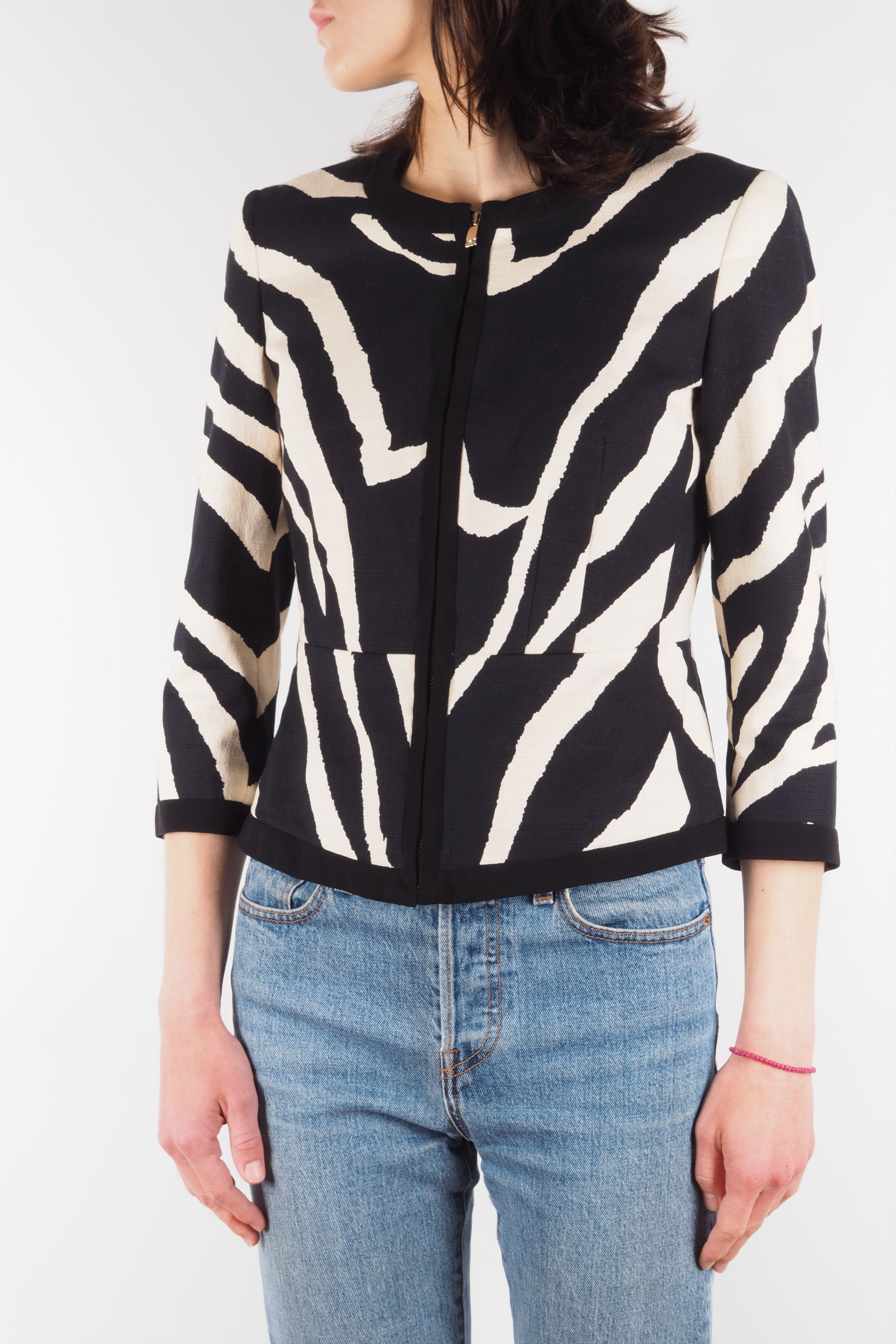 Max Mara Max Mara Studio Animal Zebra Print Zip Blazer Jacket Size M / US 6-8 / IT 42-44 - 2 Thumbnail
