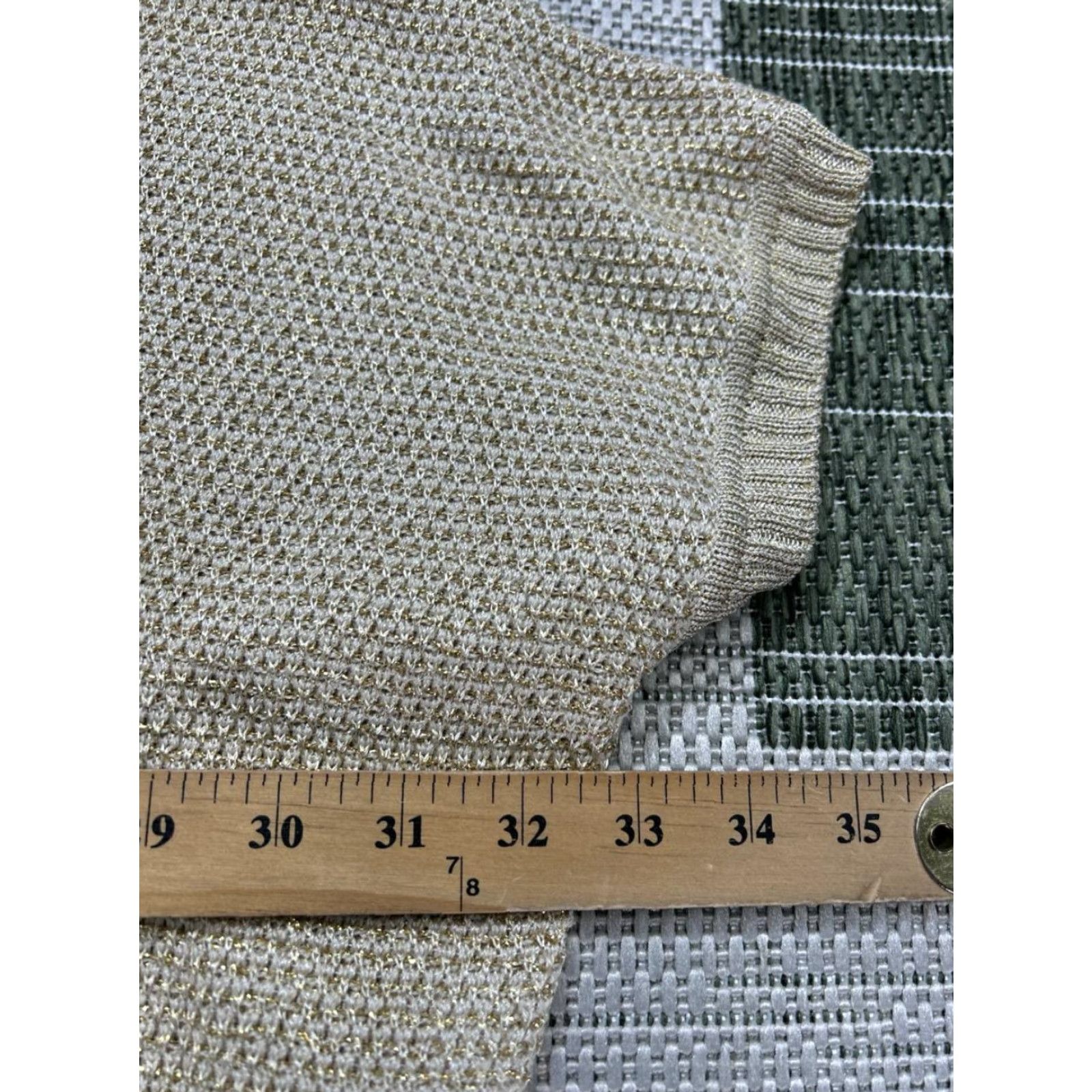 St. John St.John Shirt Womens XL Beige Knit Pullover Crew Neck Short Sleeve Vintage No Size XL / US 12-14 / IT 48-50 - 6 Thumbnail
