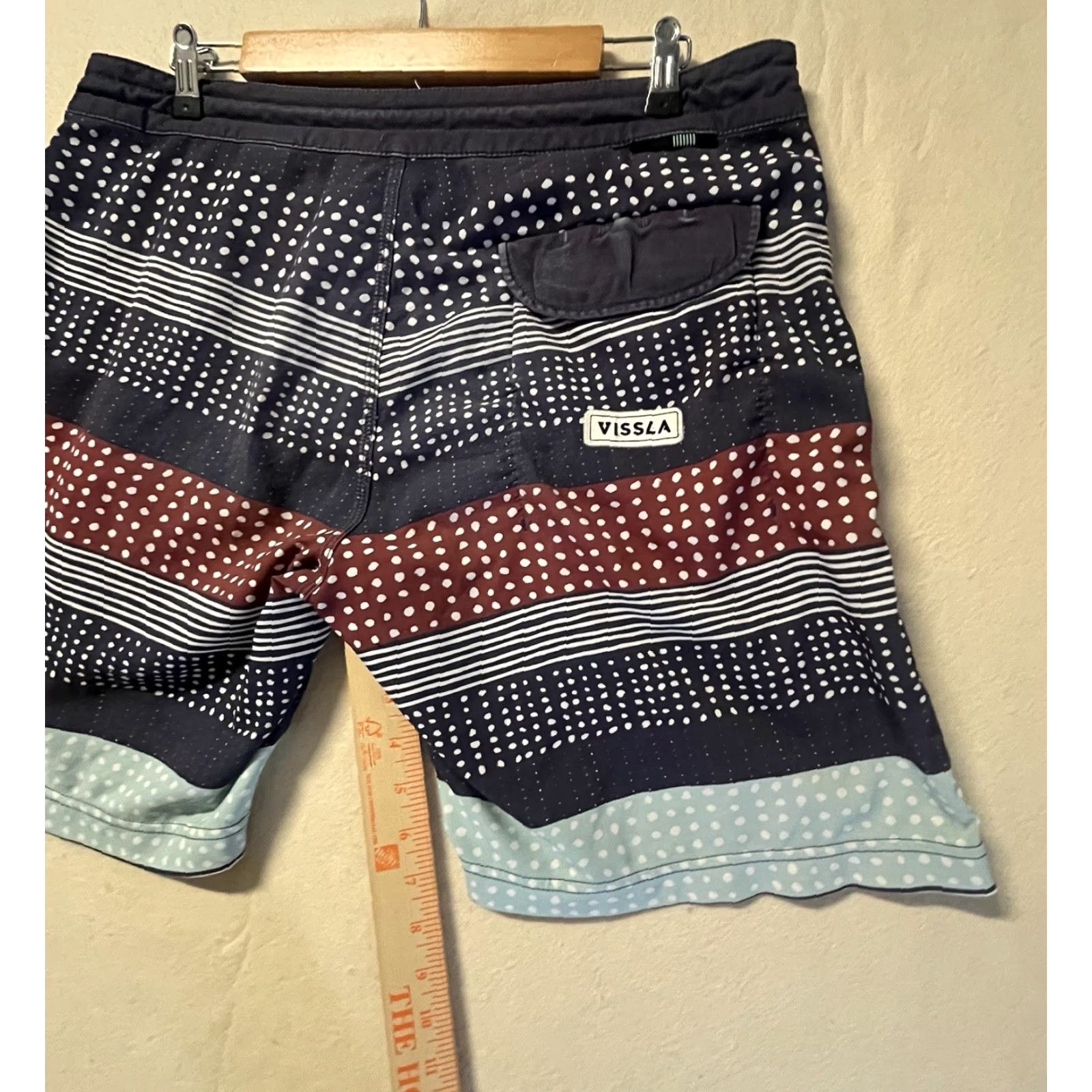 Vissla VISSLA Board Shorts Men Striped Multicolor Quick Dry Stretch 33 Surfing UV-Protection Back Pocket Mens Size ONE SIZE - 5 Thumbnail
