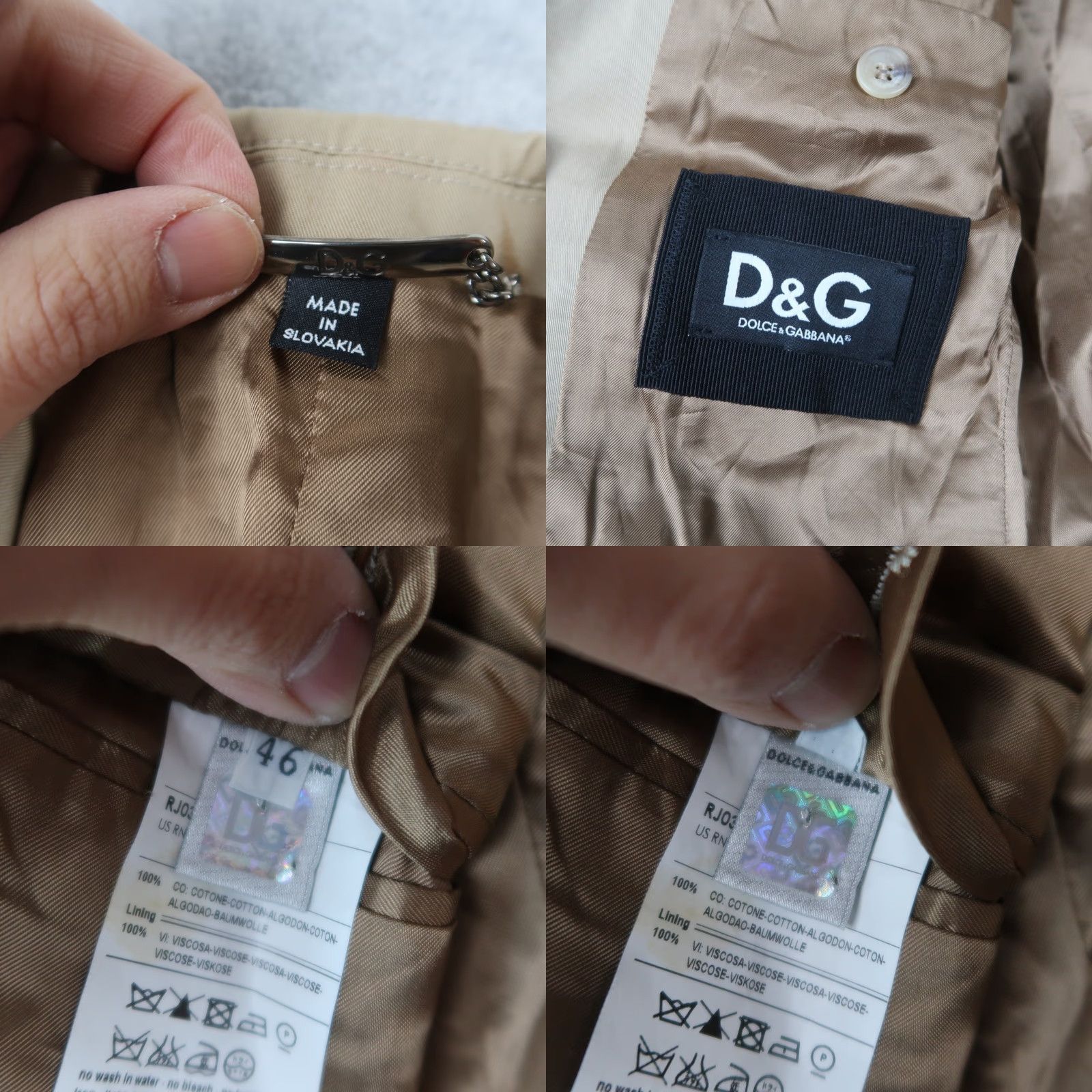 Dolce & Gabbana Dolce&Gabbana Blazer Shirt Mens Classic Cotton Tan 46 Beige Button-Front Solid Pattern Vintage? Size 46R - 8 Thumbnail