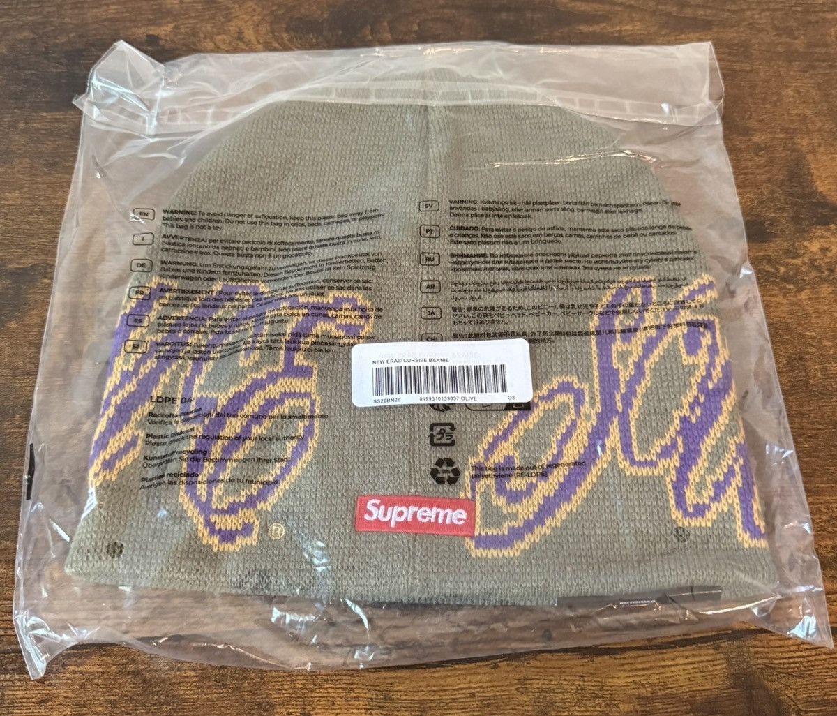 New Era × Supreme Supreme New Era Cursive Beanie Olive (SS26) Size ONE SIZE - 2 Thumbnail