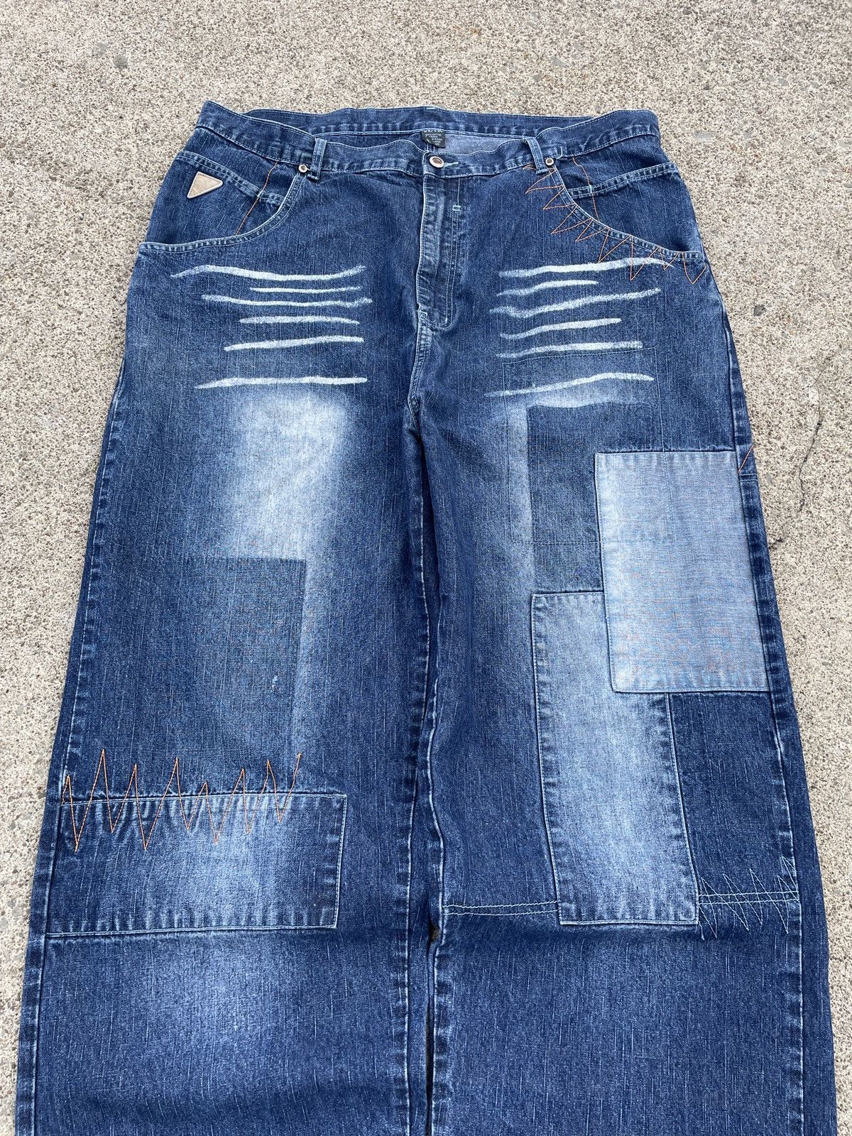 Akademiks Y2K Patchwork Baggy Jeans Size US 40 / EU 56 - 2 Thumbnail