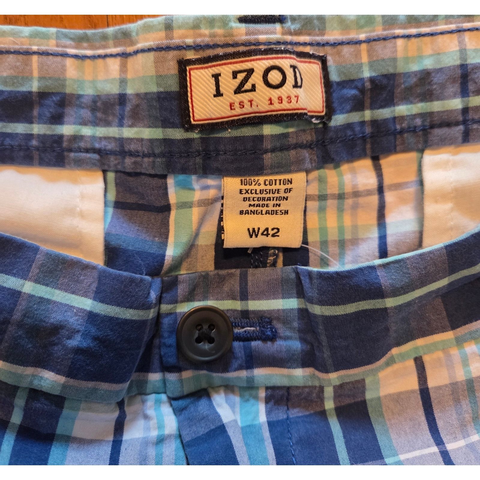Izod IZOD Blue Checkered Shorts - Men's Size 42 Size US 42 / EU 58 - 4 Thumbnail