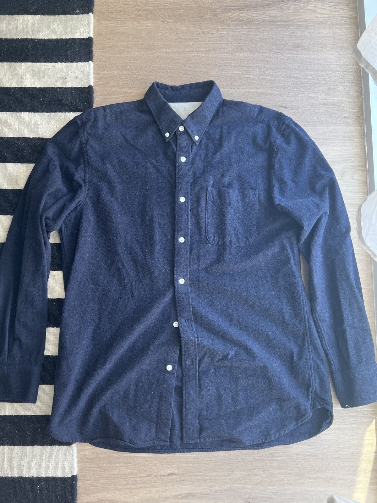 Uniqlo Muji Collared Shirt - Navy Blue | Grailed