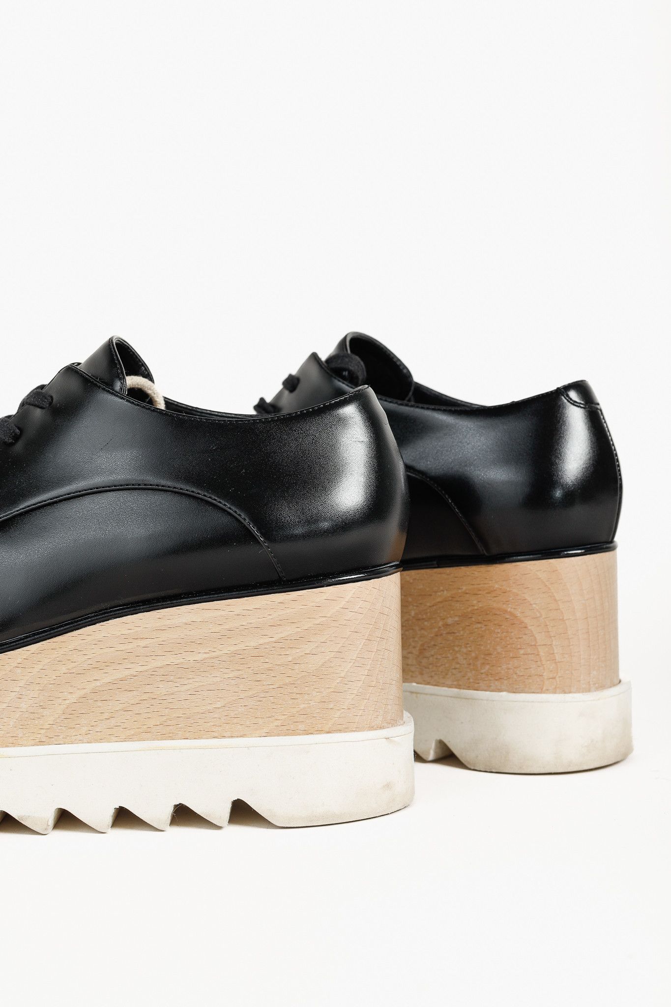 Stella McCartney Stella McCartney Elyse Black Vegan-Leather Lace-Up Platforms Size US 7.5 / IT 37.5 - 7 Thumbnail