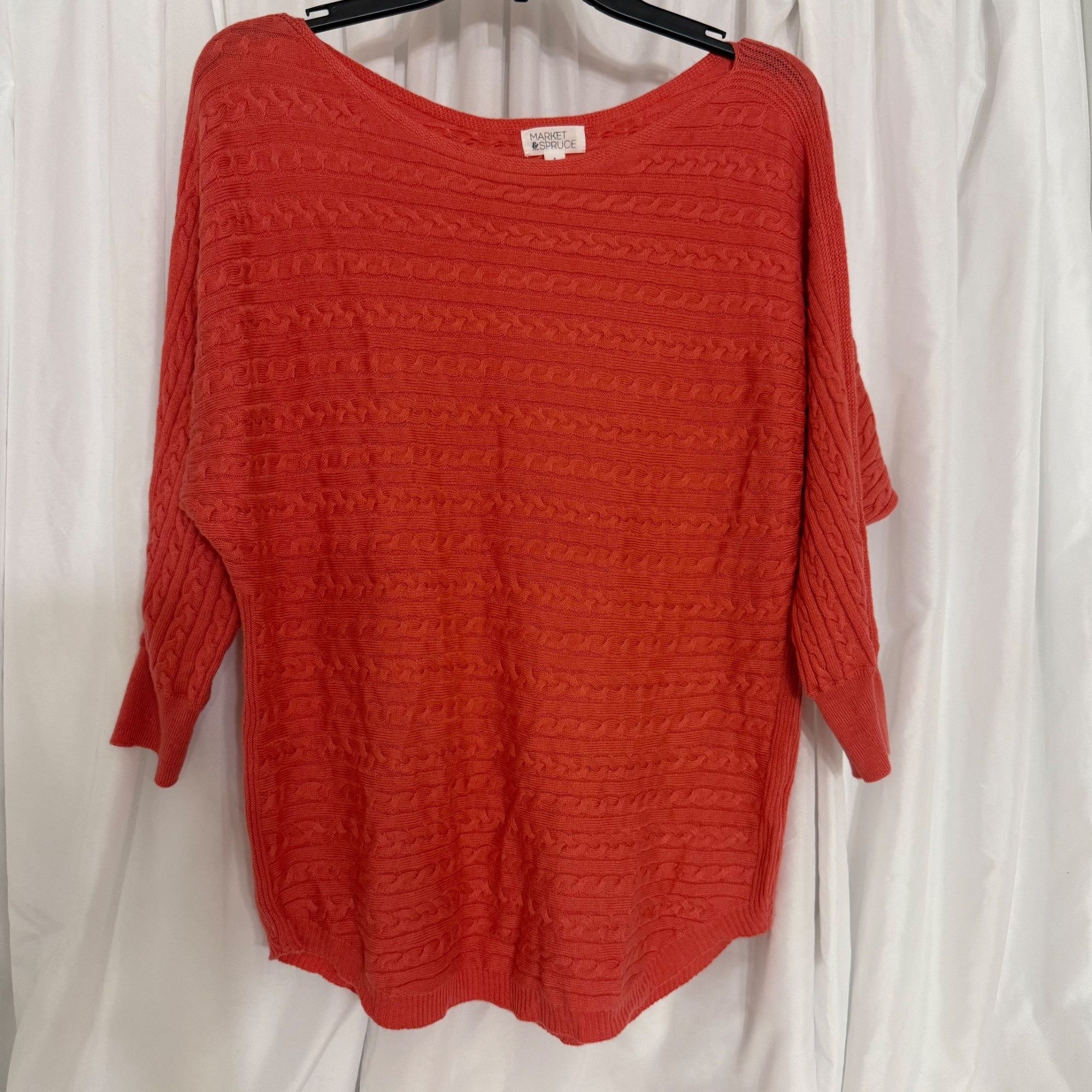 Other Market & Spruce Reviera Coral Cable Knit Dolman 3/4 Sweater Size S / US 4 / IT 40 - 5 Thumbnail
