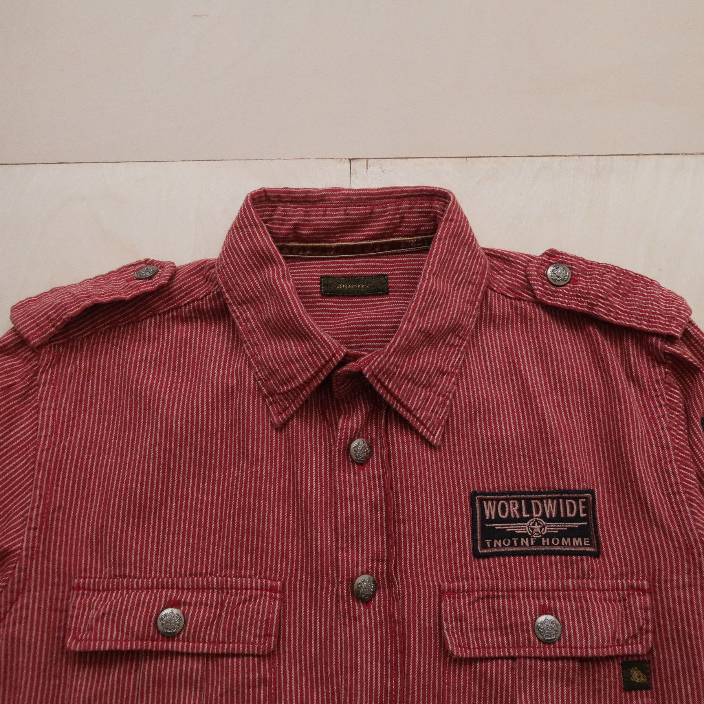 291295=Homme 291295 Homme Hickory Military Shirt Army Patch Size US M / EU 48-50 / 2 - 3 Thumbnail