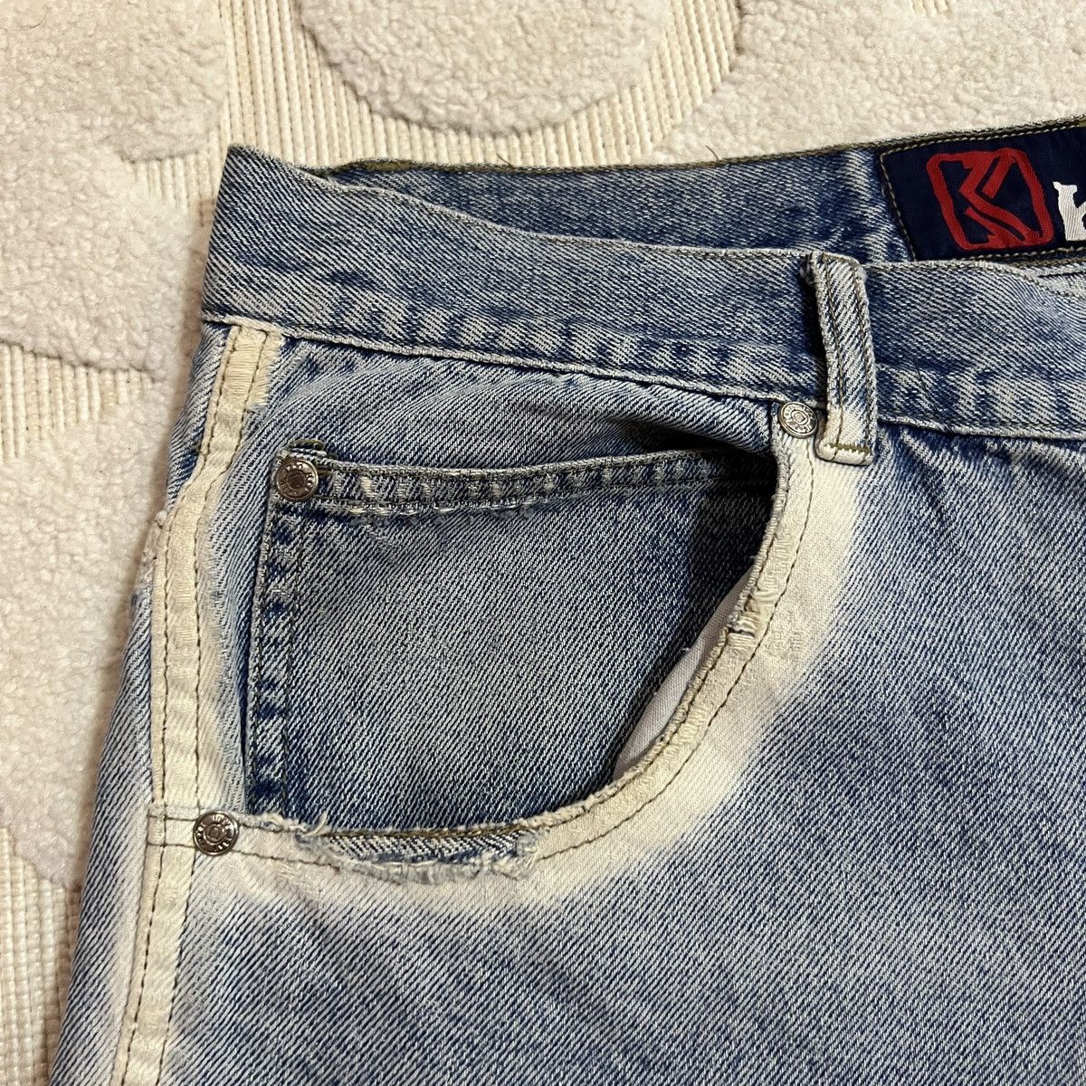 Karl Kani Crazy Vintage Y2K Karl Kani Embroidered Jean Shorts Size US 37 - 9 Thumbnail
