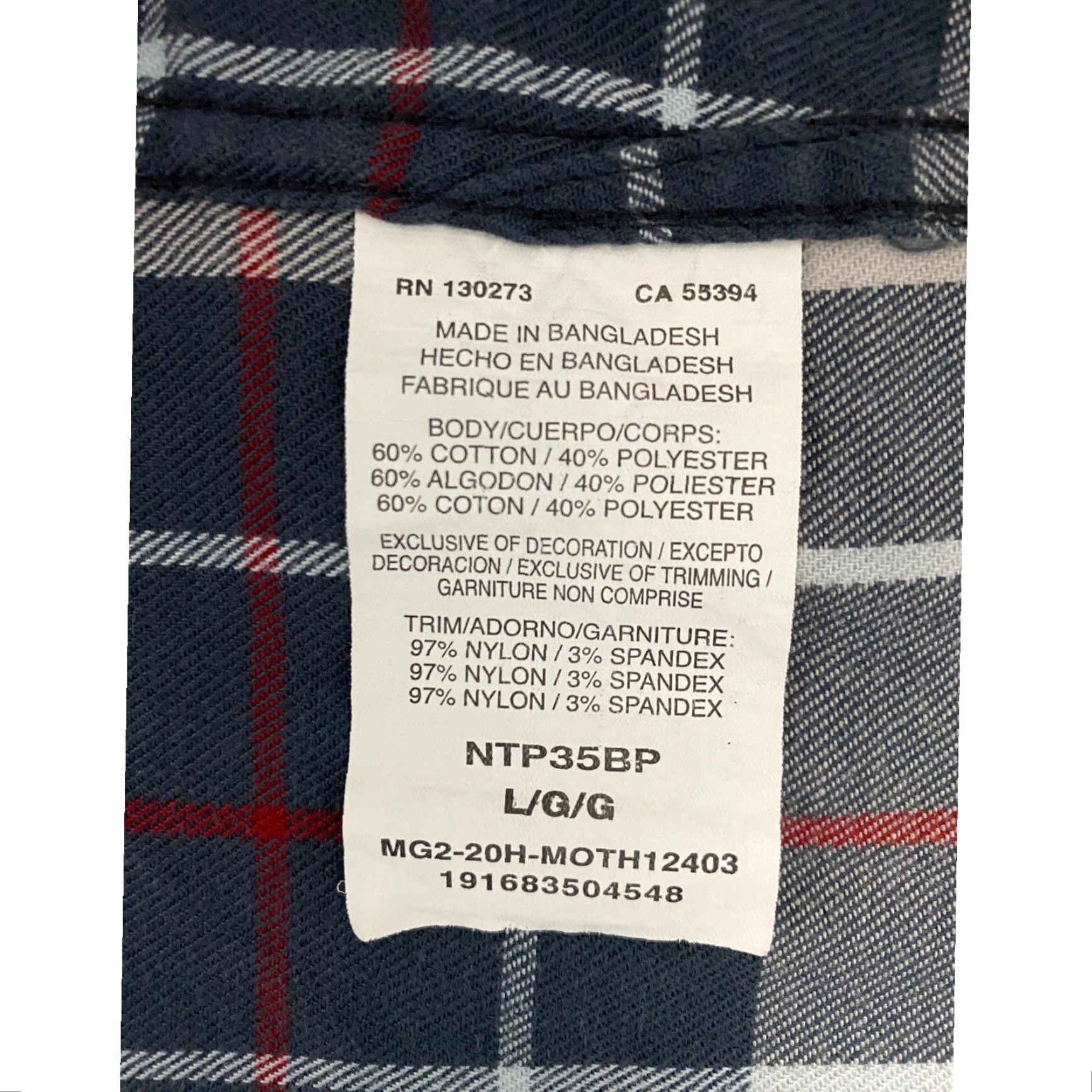 Wrangler Wrangler ATG Shirt Mens Long Sleeve Plaid Button-Up Collared Casual Fall Spring Blue Dark Sapphire Size US L / EU 52-54 / 3 - 6 Thumbnail