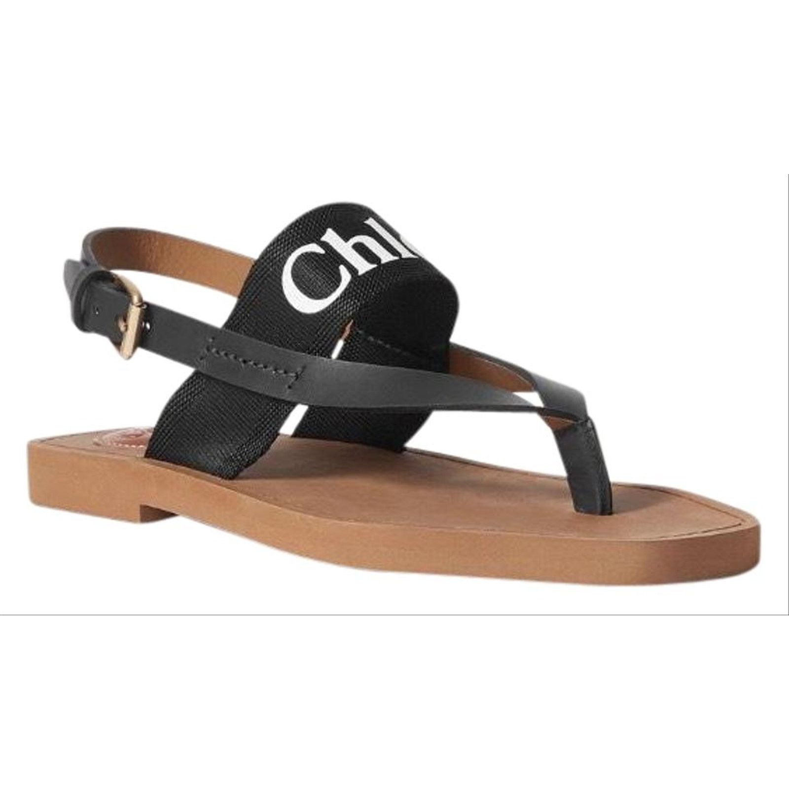 Chloe CHLOE woody logo printed canvas leather sandals Size US 12 / IT 42 - 1 Thumbnail