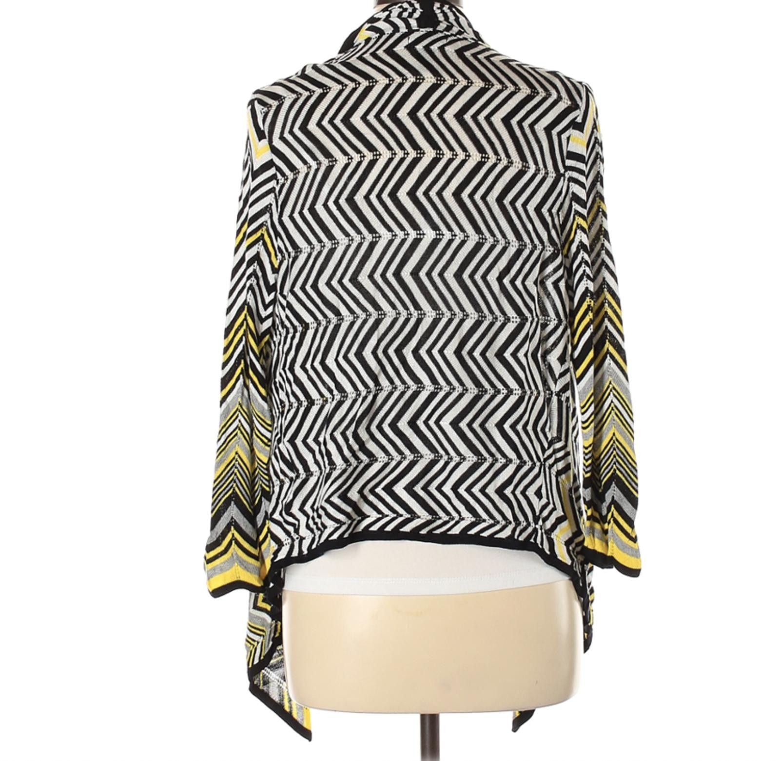 Other Cache Women's Black Yellow Zigzag Pattern Cardigan Size L Size L / US 10 / IT 46 - 2 Thumbnail