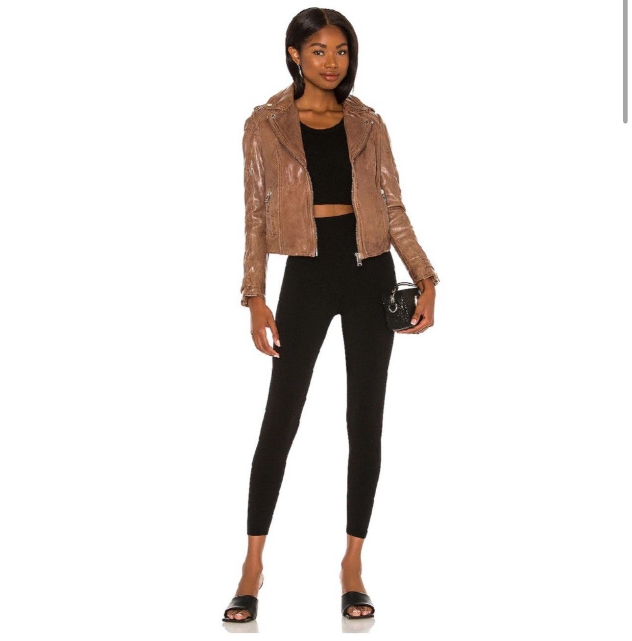 LAMARQUE NWT LaMarque Chole Grained Moto Leather Biker Jacket Washed Size XS / US 0-2 / IT 36-38 - 2 Thumbnail