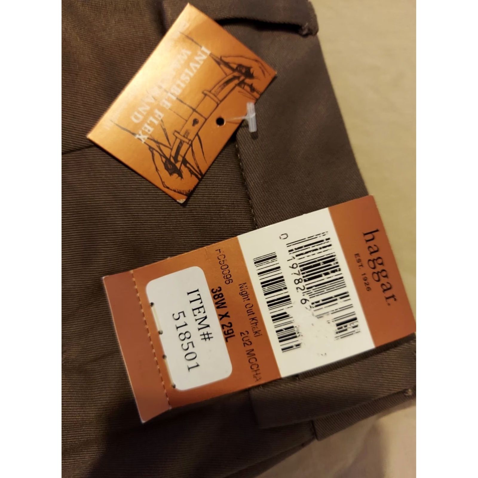 Haggar Haggar Pants Mens Dress Pants 36x29 Khaki Polyester Cotton Flat Front Straight Inseam 29in Slim Classic Chino Slack Beig e? Size US 36 / EU 52 - 3 Thumbnail