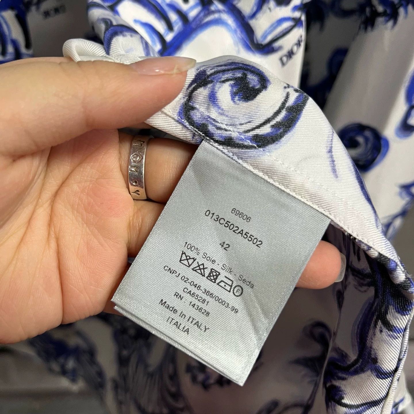 Dior Dior White Print Collared Shirt Size US XS / EU 42 / 0 - 1 Thumbnail