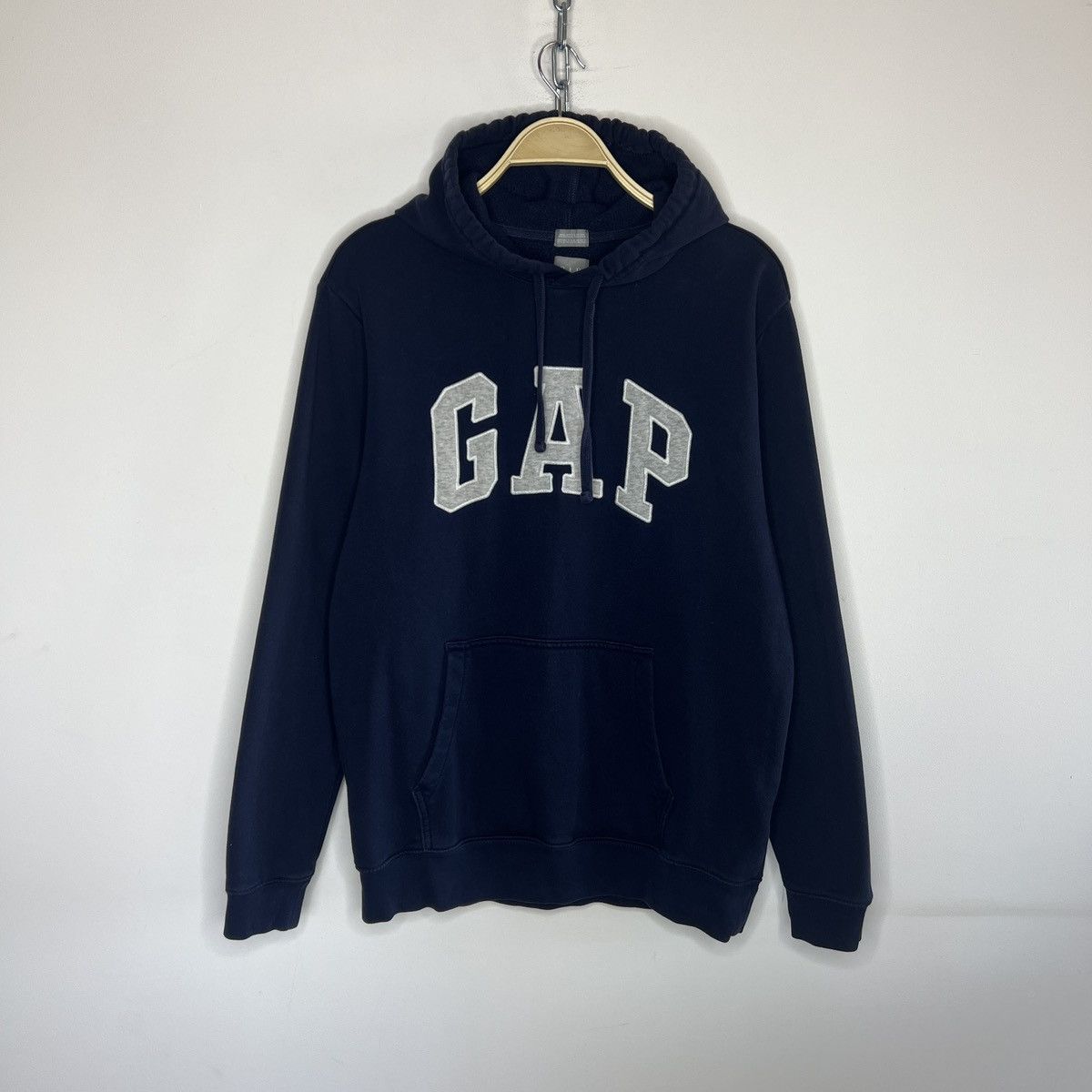Gap × Vintage Gap Vintage Hoodie Navy Big Logo Spellout Retro Y2K Drill Size US L / EU 52-54 / 3 - 1 Thumbnail