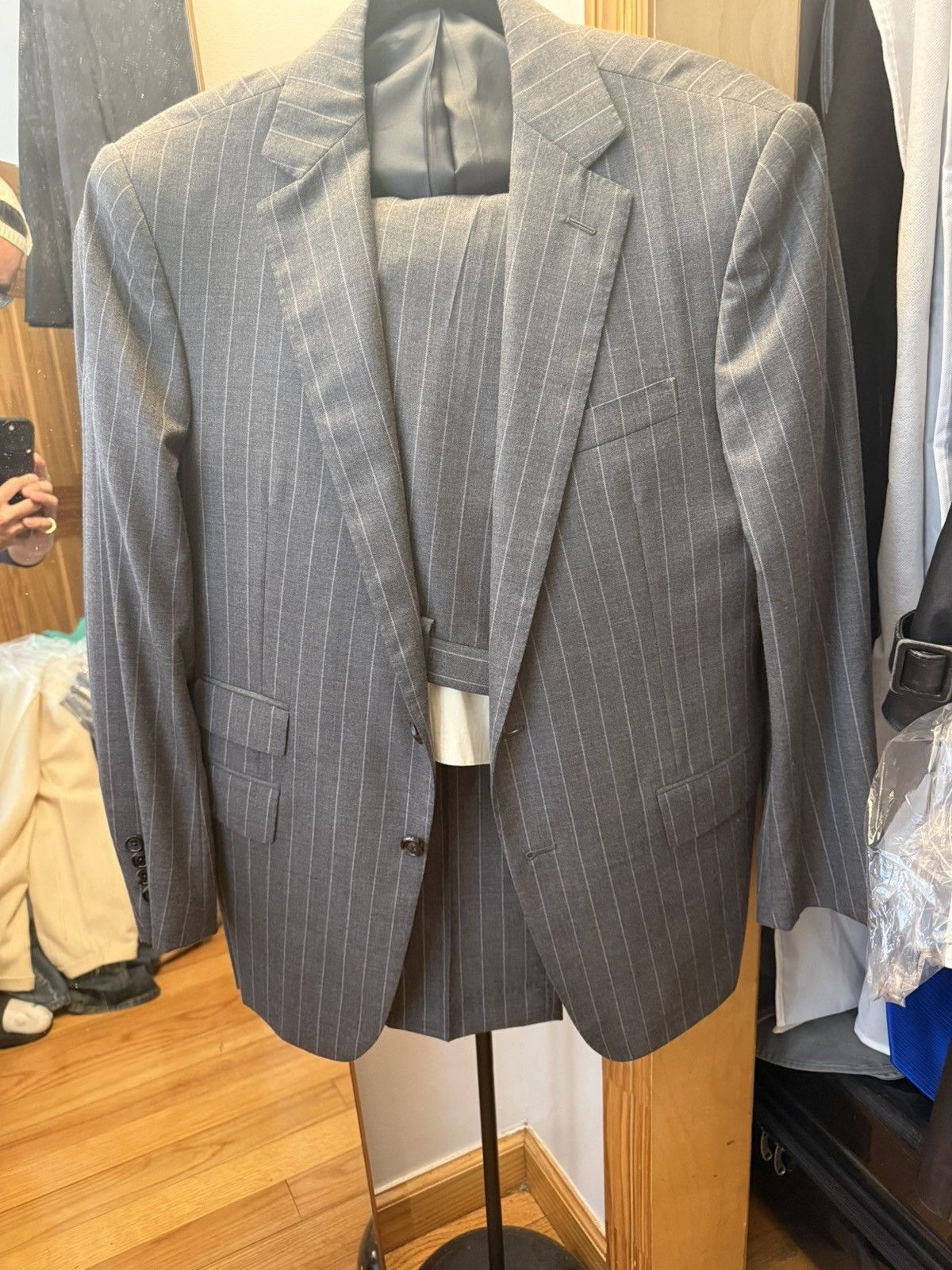 Ralph Lauren Purple Label RLPL grey stripe suit Size 38R - 1 Thumbnail