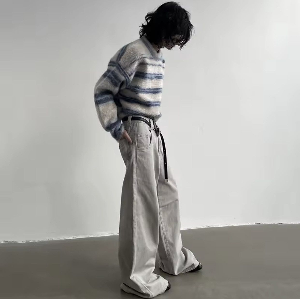 Denime × Japanese Brand × Jean Mauroicardi Autumn Flowy Baggy Wide Leg Pants Size US 36 / EU 52 - 3 Thumbnail