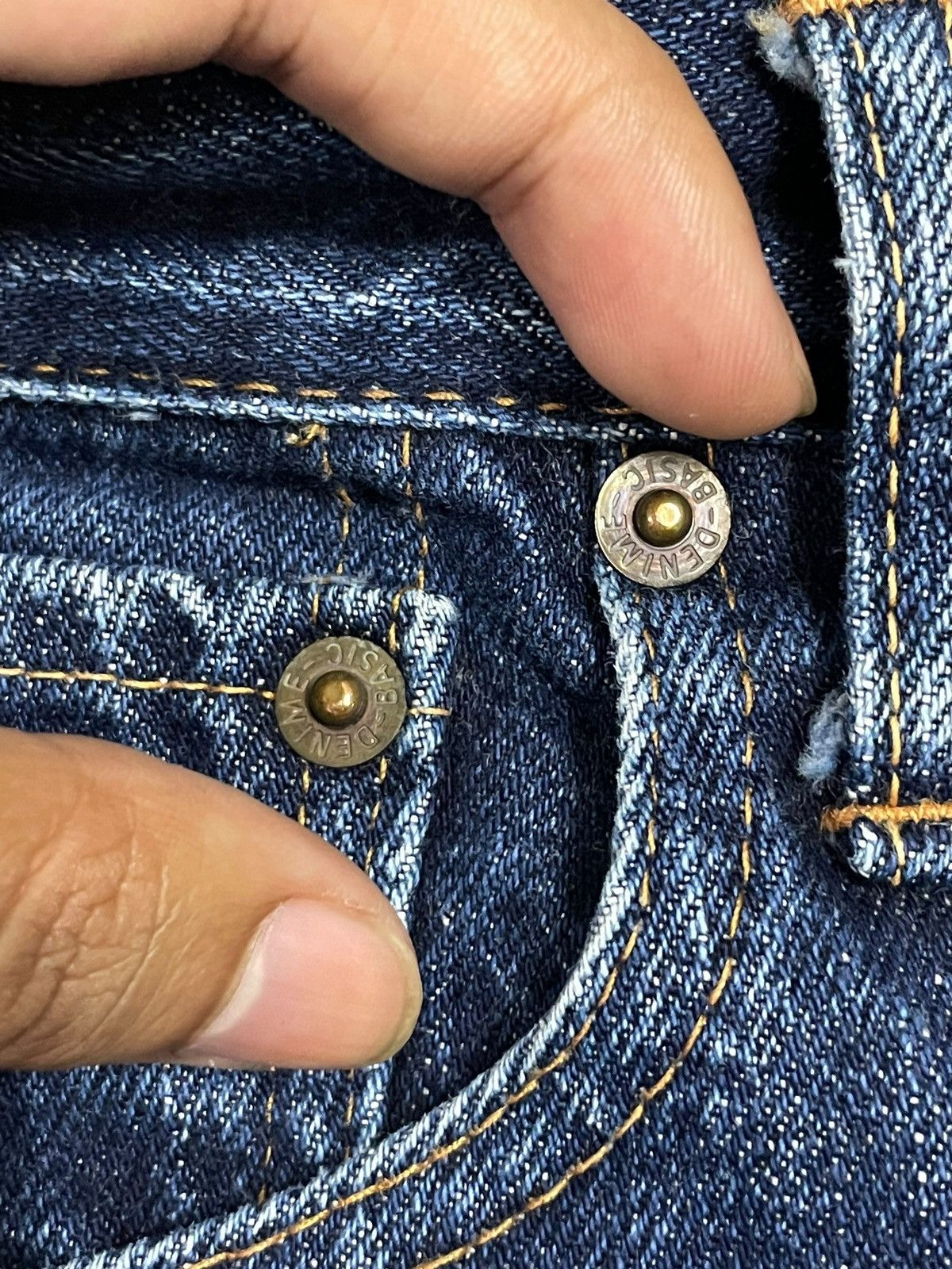 Denime Vintage Denime Japan Selvedge Button Fly Blue Wash Jeans Size US 27 - 13 Thumbnail