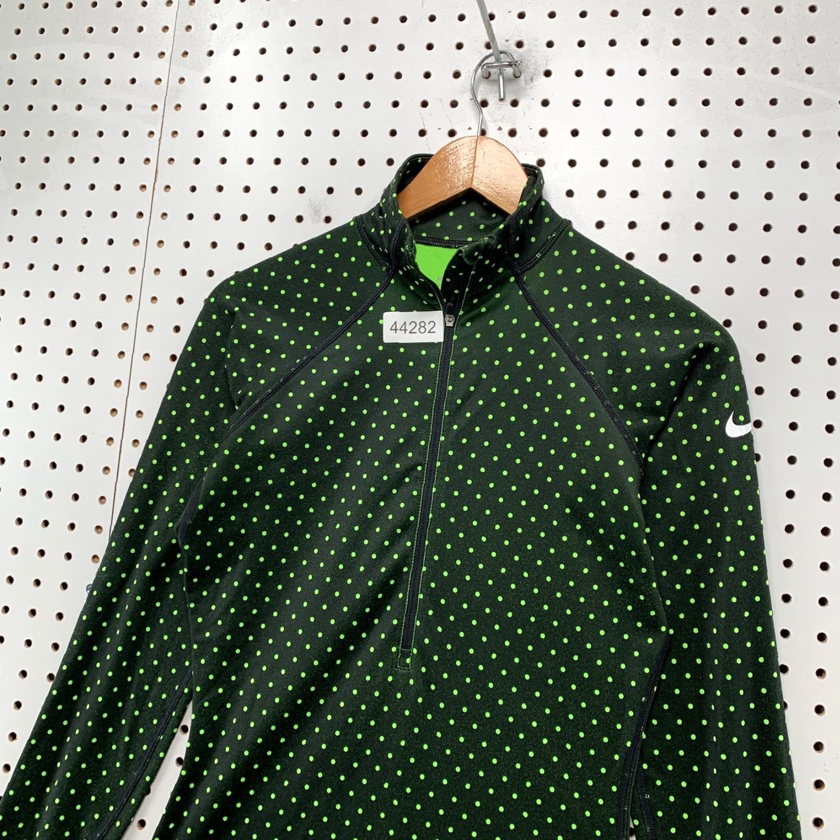 Nike Nike Pro Hyperwarm Womens 1/2 Zip Active Pullover Green Polka Dot Warm Workout Shirt Size M / US 6-8 / IT 42-44 - 4 Thumbnail