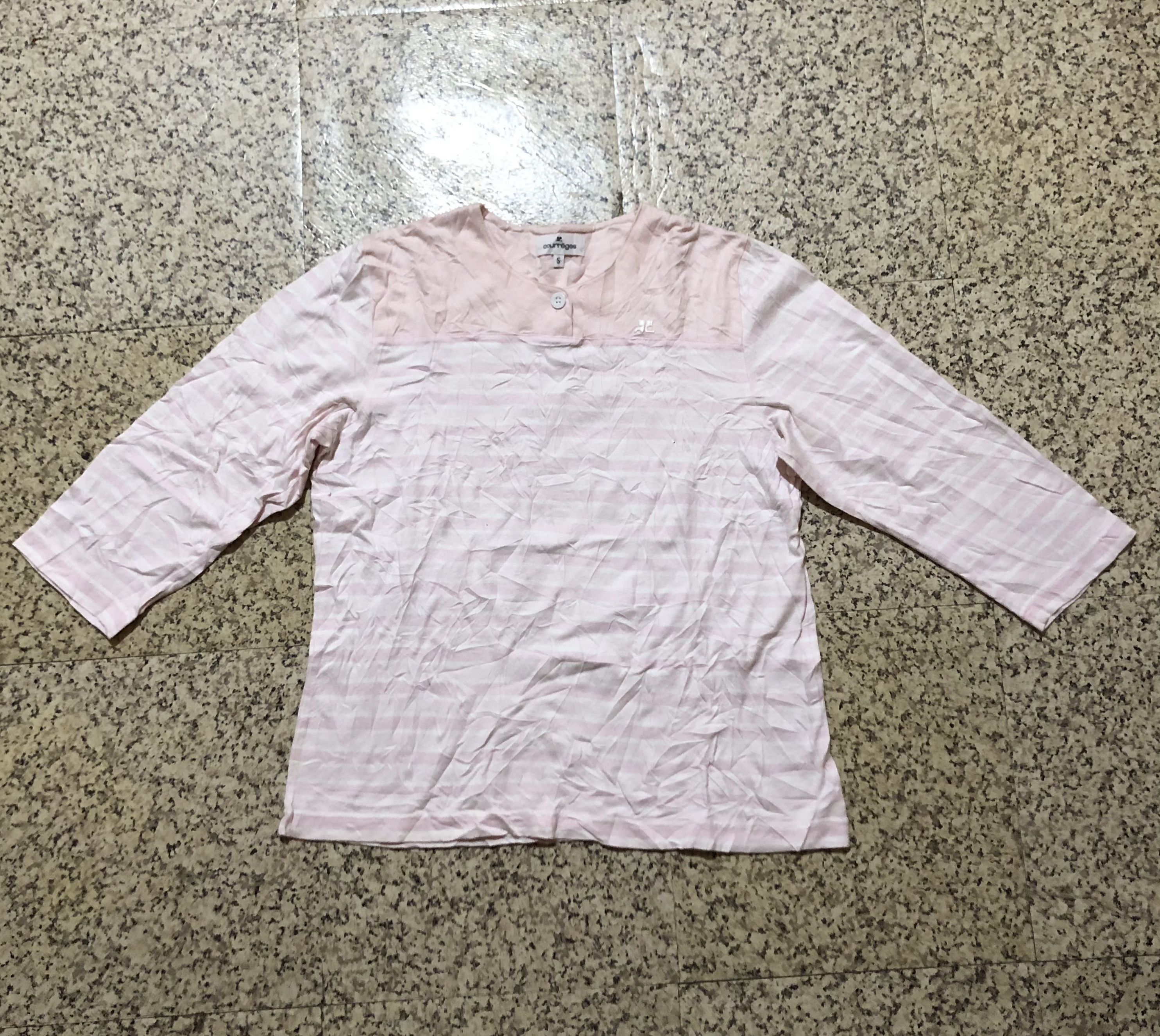 Courreges Vintage Courrèges Paris Striped 3/4 Sleeve Top RARE Size S / US 4 / IT 40 - 1 Thumbnail