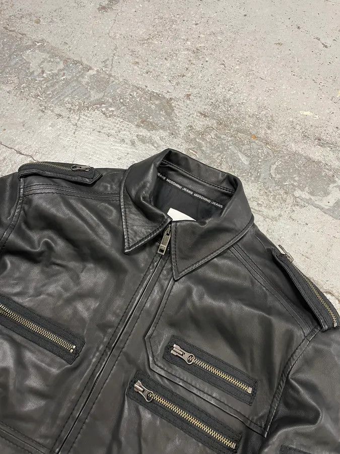 Moschino 2000s Moschino Multi Zips Circle Black Leather Jacket Size US M / EU 48-50 / 2 - 5 Thumbnail