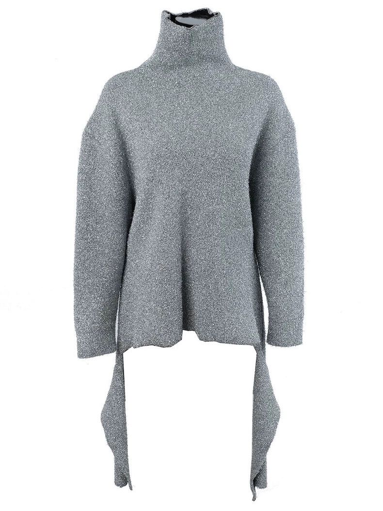 Balenciaga Balenciaga Silver Silk Blend High Neck Long Sleeve 2501-Nex Size XS / US 0-2 / IT 36-38 - 1 Thumbnail