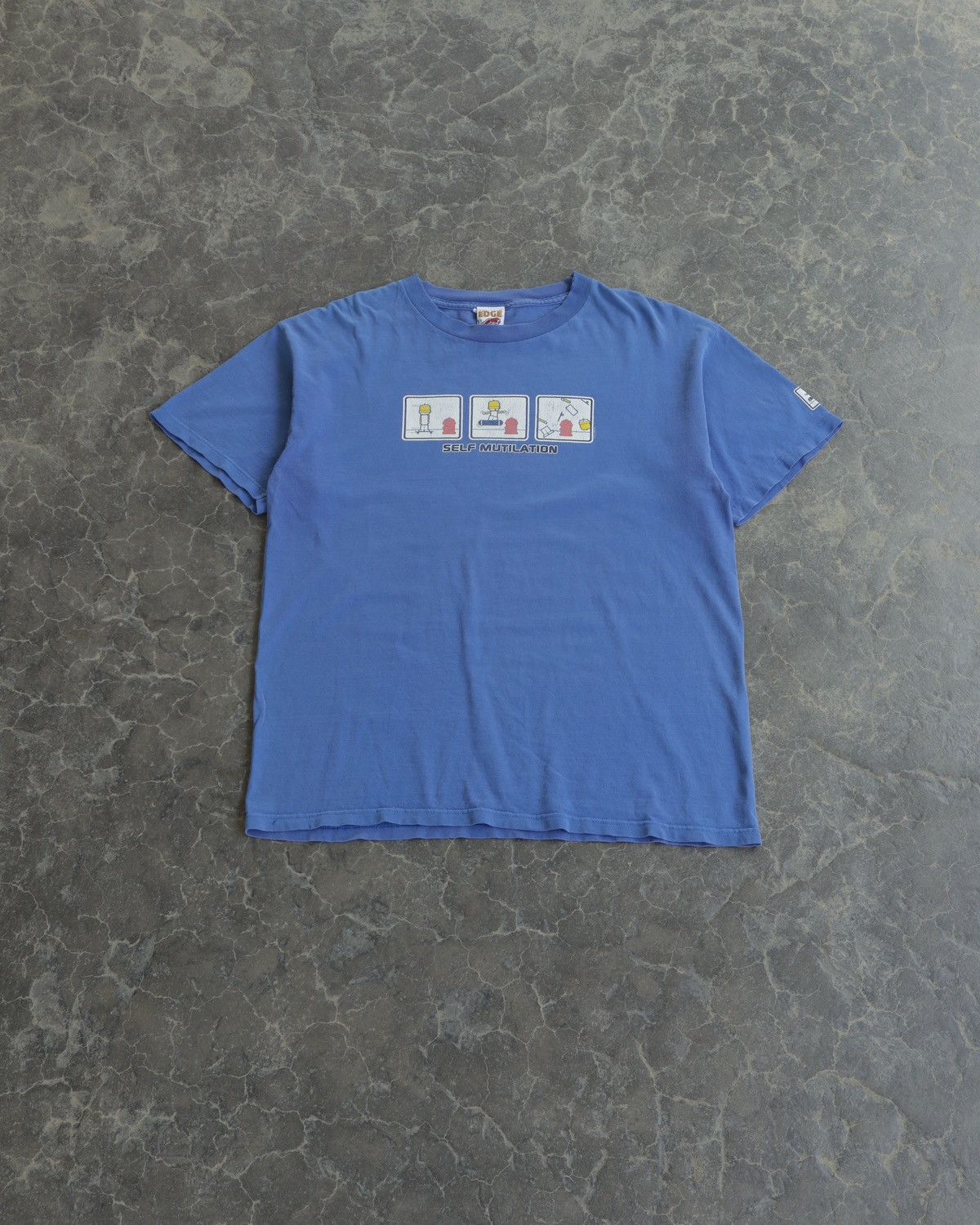 Vintage 90s Skate Toy Machine Promo Faded Comic Blue Tee USA