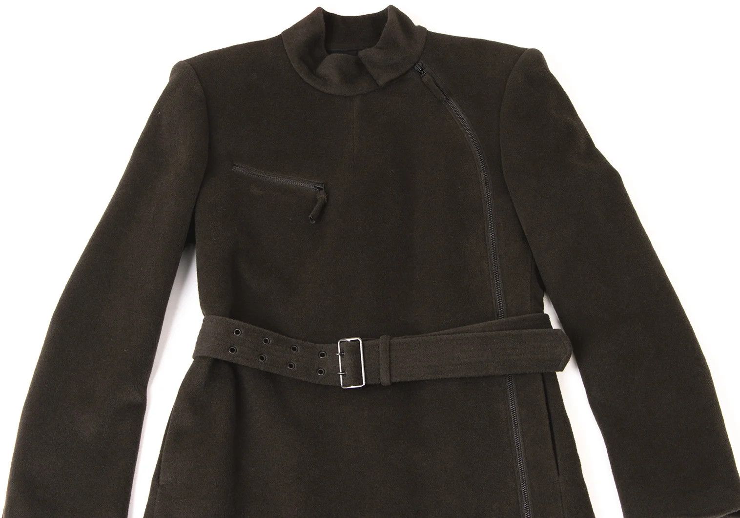 Jean Paul Gaultier Angora Wool Belted Shaggy Coat in Khaki Size 48 Size US M / EU 48-50 / 2 - 2 Thumbnail