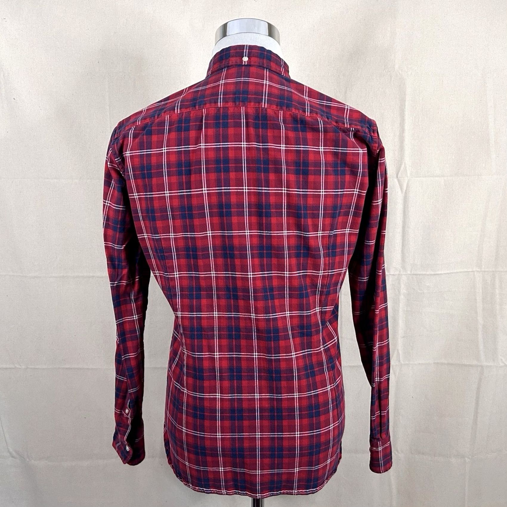 Bonobos Bonobos Button-Up Shirt Plaid Cotton Flannel Slim Fit Red White Blue M Mens Size US M / EU 48-50 / 2 - 5 Thumbnail