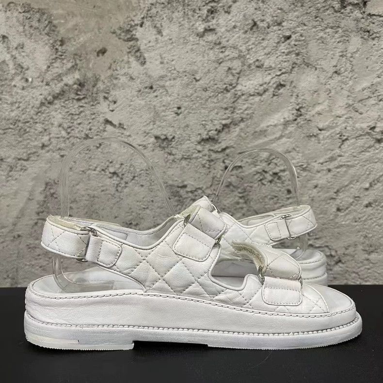 Chanel Chanel White Velcro Sandals -2505 Size US 7.5 / EU 40-41 - 4 Thumbnail