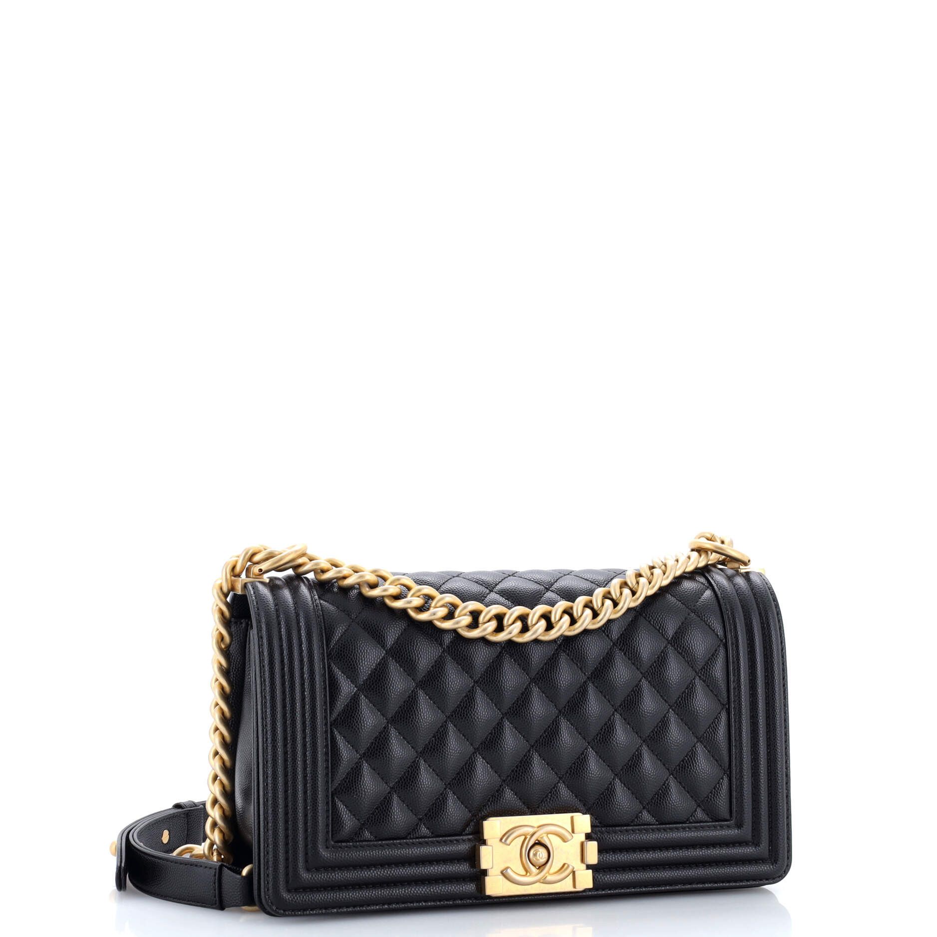 Chanel Boy Flap Bag Quilted Caviar Old Medium Size ONE SIZE - 1 Thumbnail
