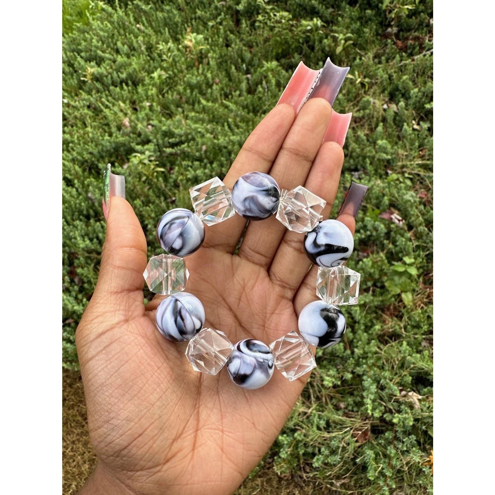 Nialaya Handmade monchrome clear tribal bracelets from Ghana Size ONE SIZE - 4 Thumbnail