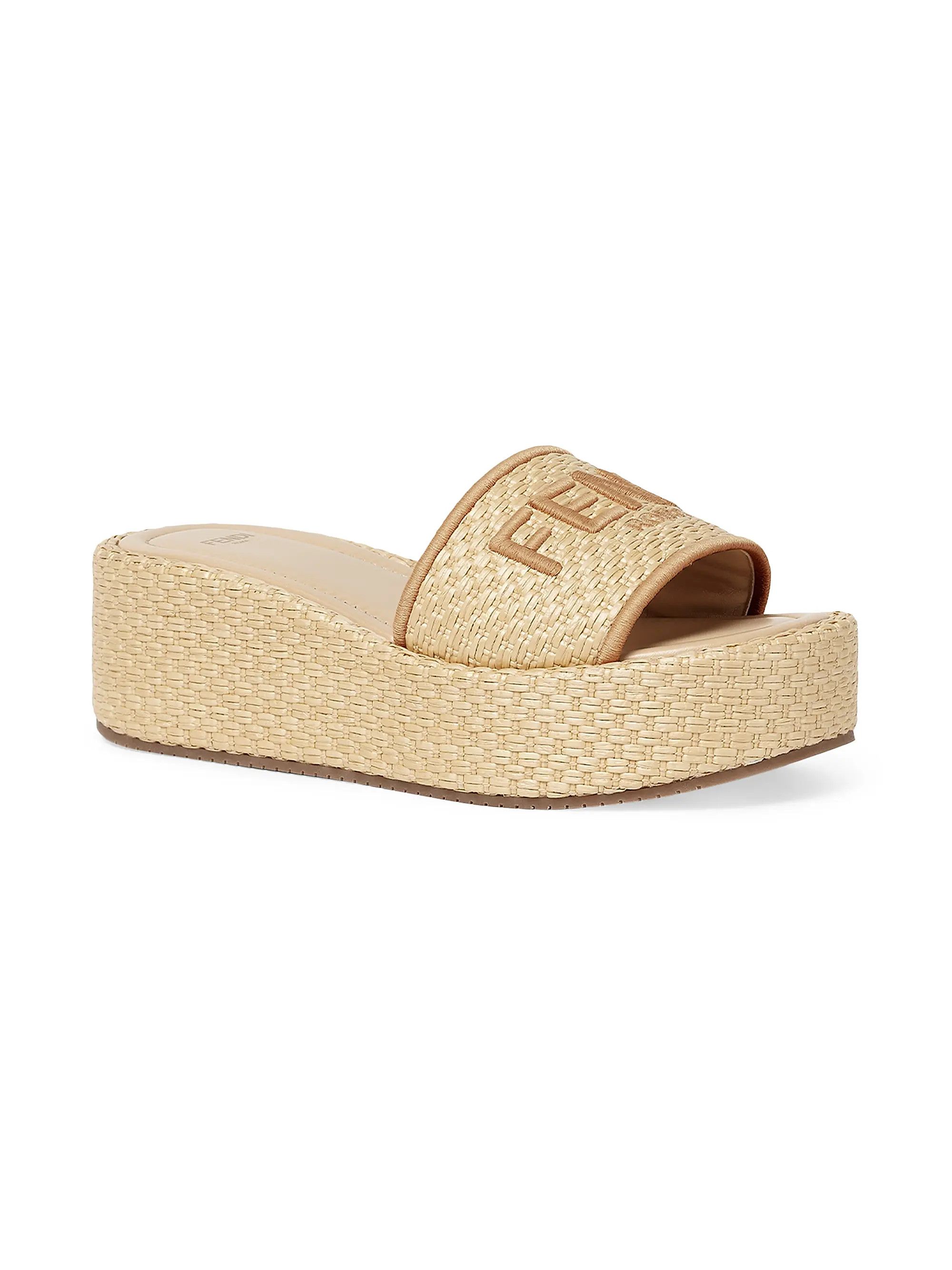 Fendi o1s1wg110426 Sunshine Flatform Slides in Beige Size US 8 / IT 38 - 2 Thumbnail