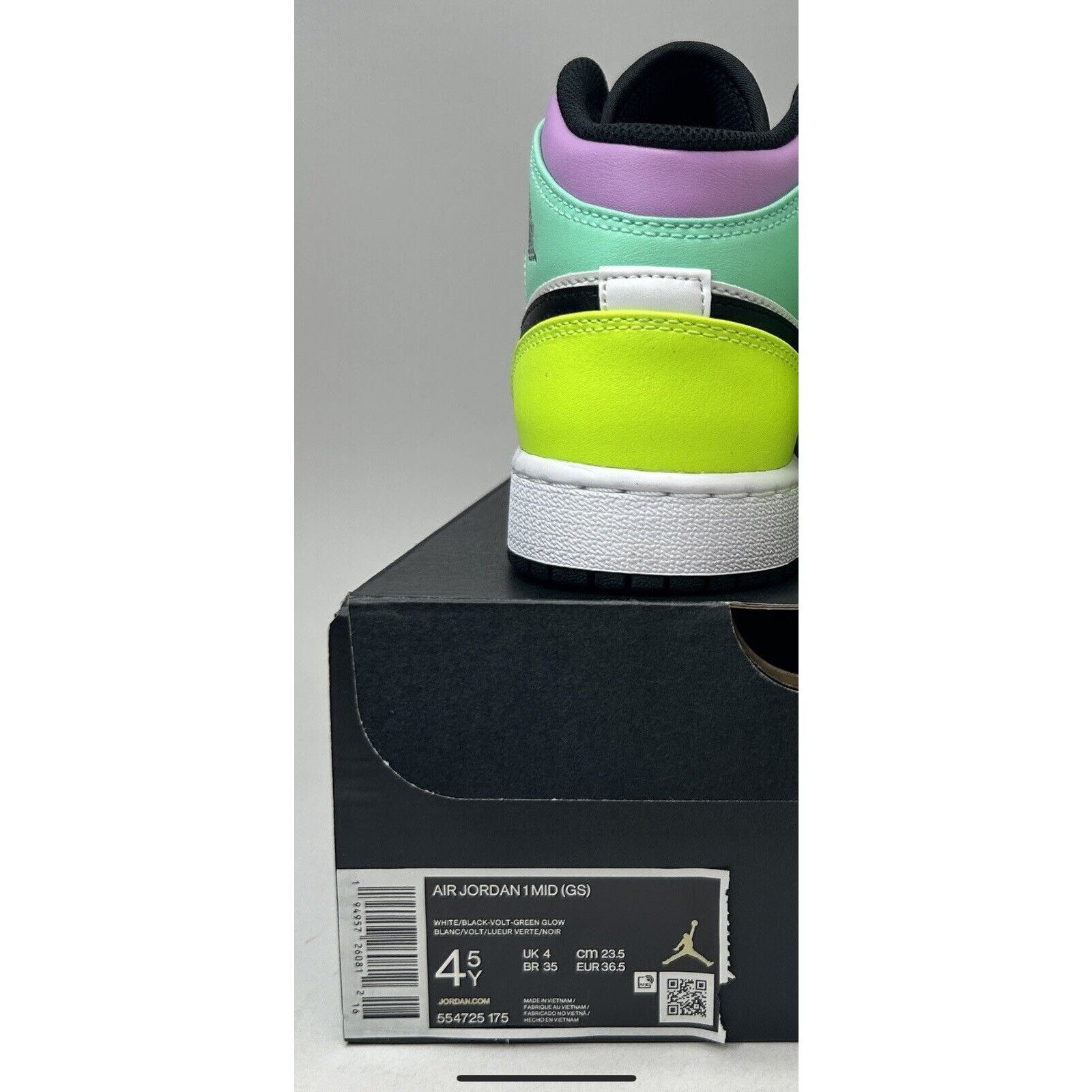 Jordan Brand Nike Air Jordan 1 Mid GS “Pastel/Volt Green Glow” 2023 Size US 6 / IT 36 - 5 Thumbnail