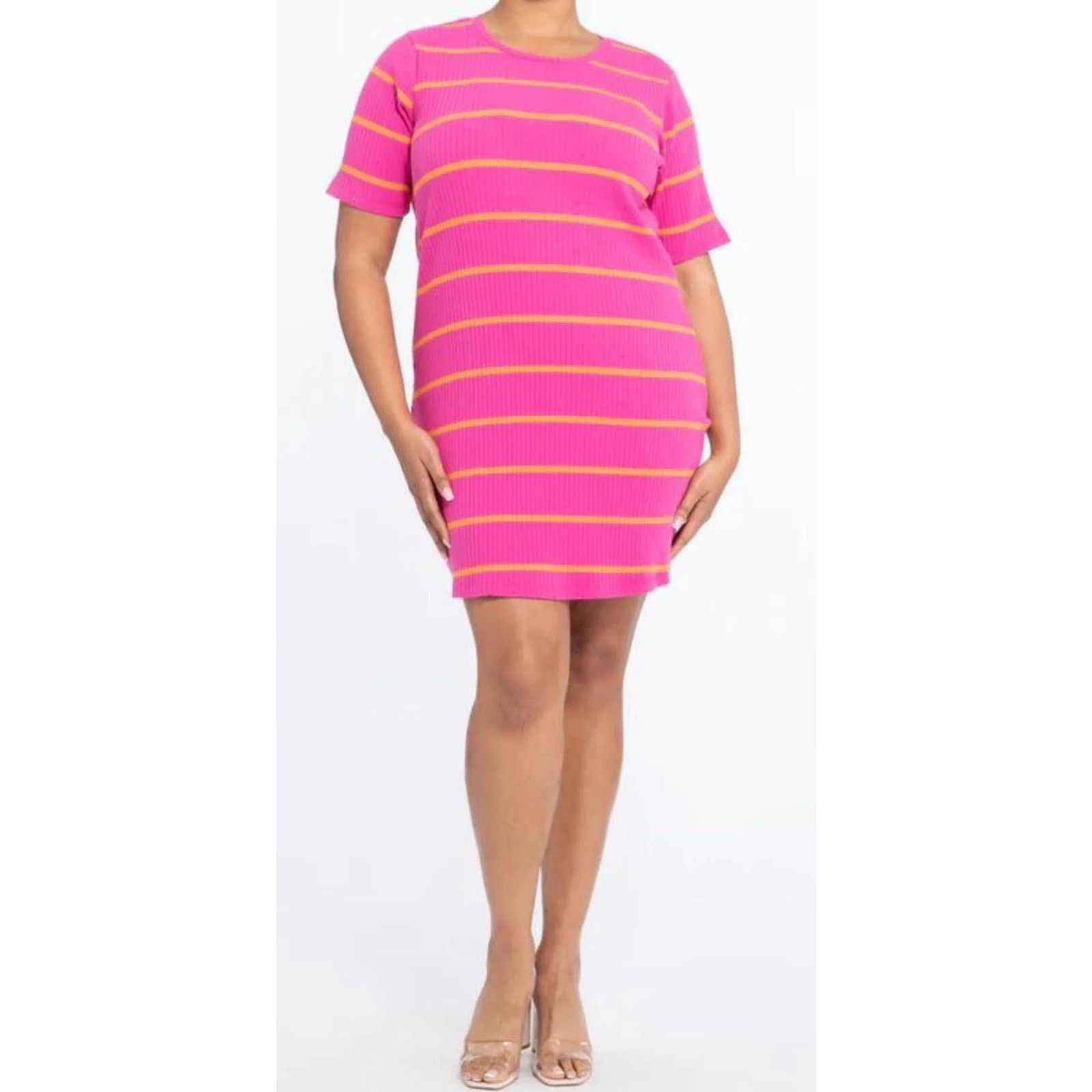 Sanctuary Sanctuary Tangerine Tart Stripe Mini Dress, Plus Size 3X Size 3XL / US 20-22 - 1 Thumbnail