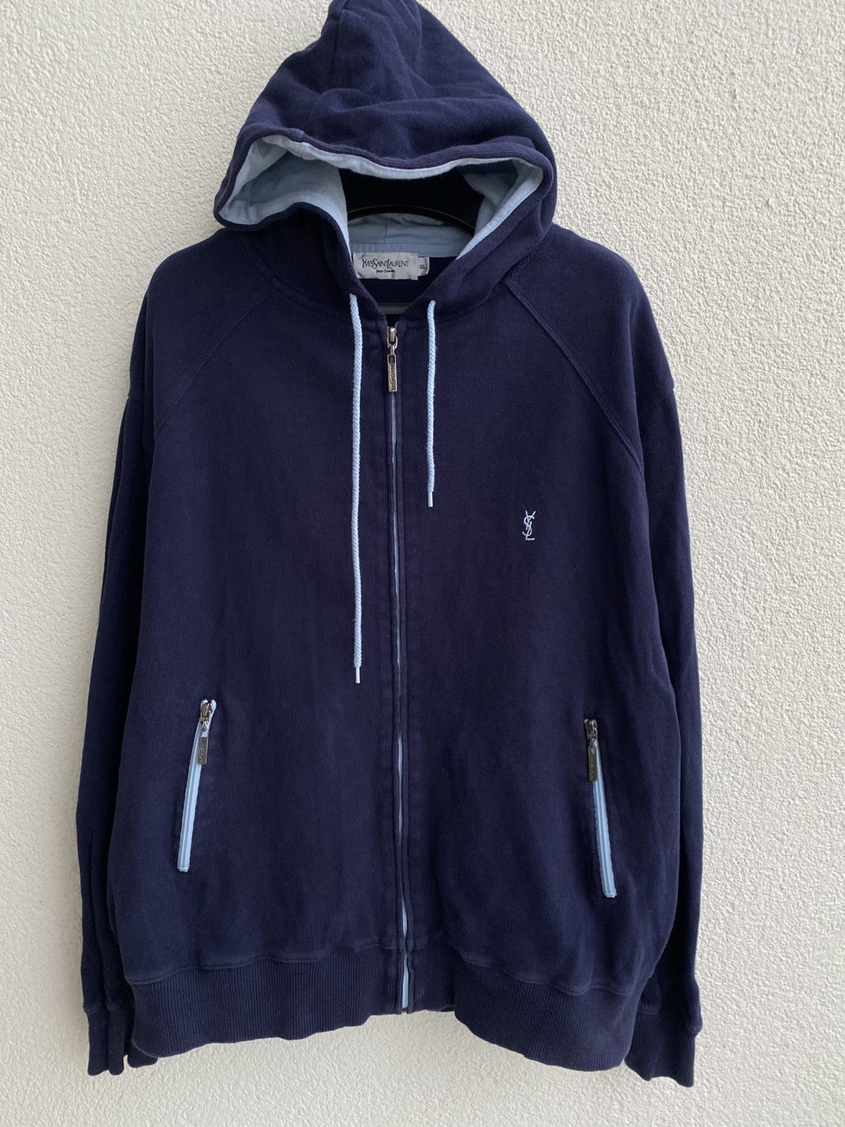 Yves Saint Laurent YSL Hoodie Zip YSL Sweatshirt Navy Size US XL / EU 56 / 4 - 8 Thumbnail