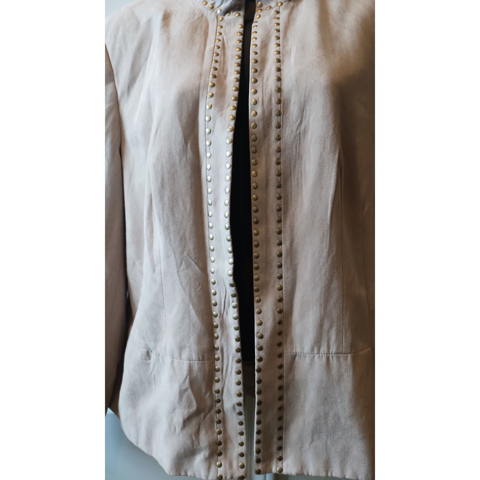 Other DressBarn Faux Suede Beige Jacket Open Front Sz. L Size L / US 10 / IT 46 - 3 Thumbnail