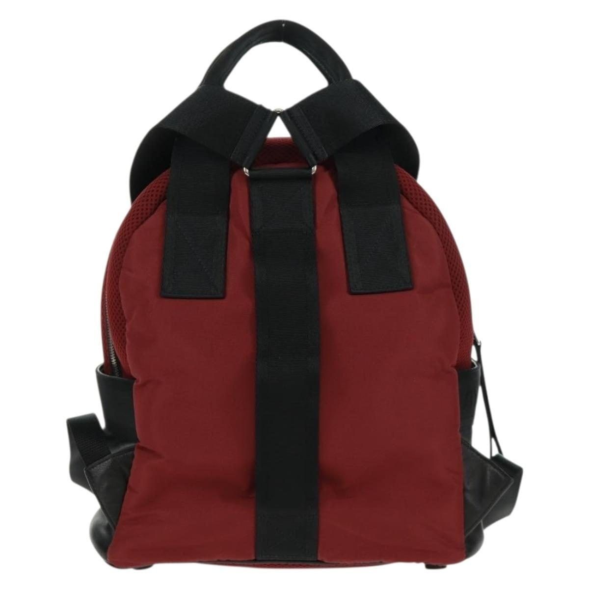 Miu Miu Miu Miu Nylon Leather Backpack Wine Red Size ONE SIZE - 2 Thumbnail