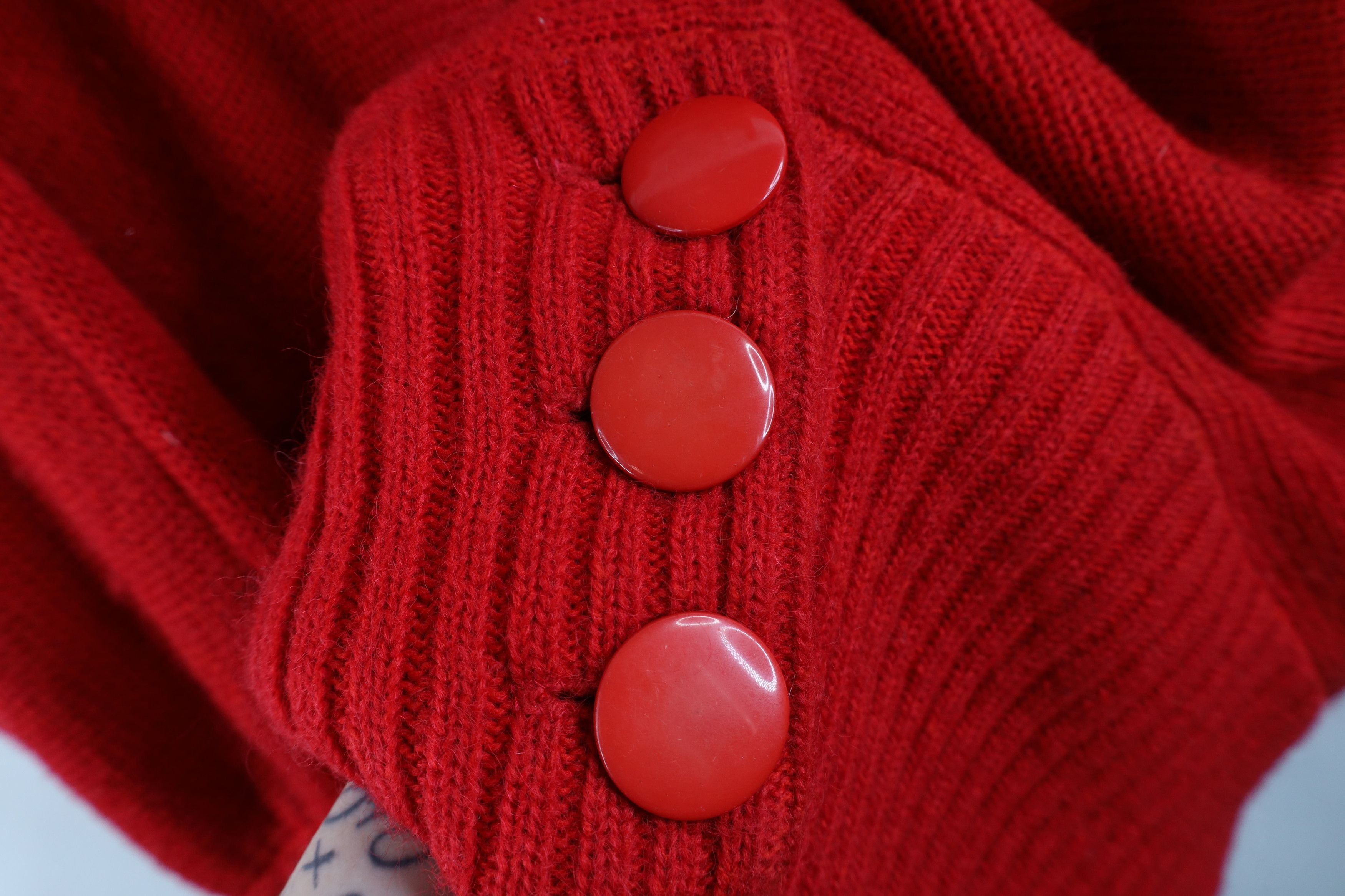 Vintage Vintage 80s Heavy Dolman Sleeve Wool Knit Cardigan Sweater Size M / US 6-8 / IT 42-44 - 6 Thumbnail