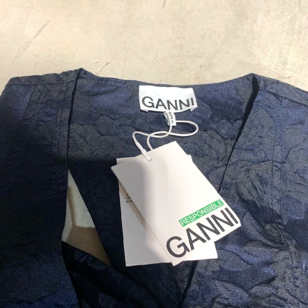 Ganni Ganni botanical jacquard mini dress blue Size ONE SIZE - 5 Thumbnail