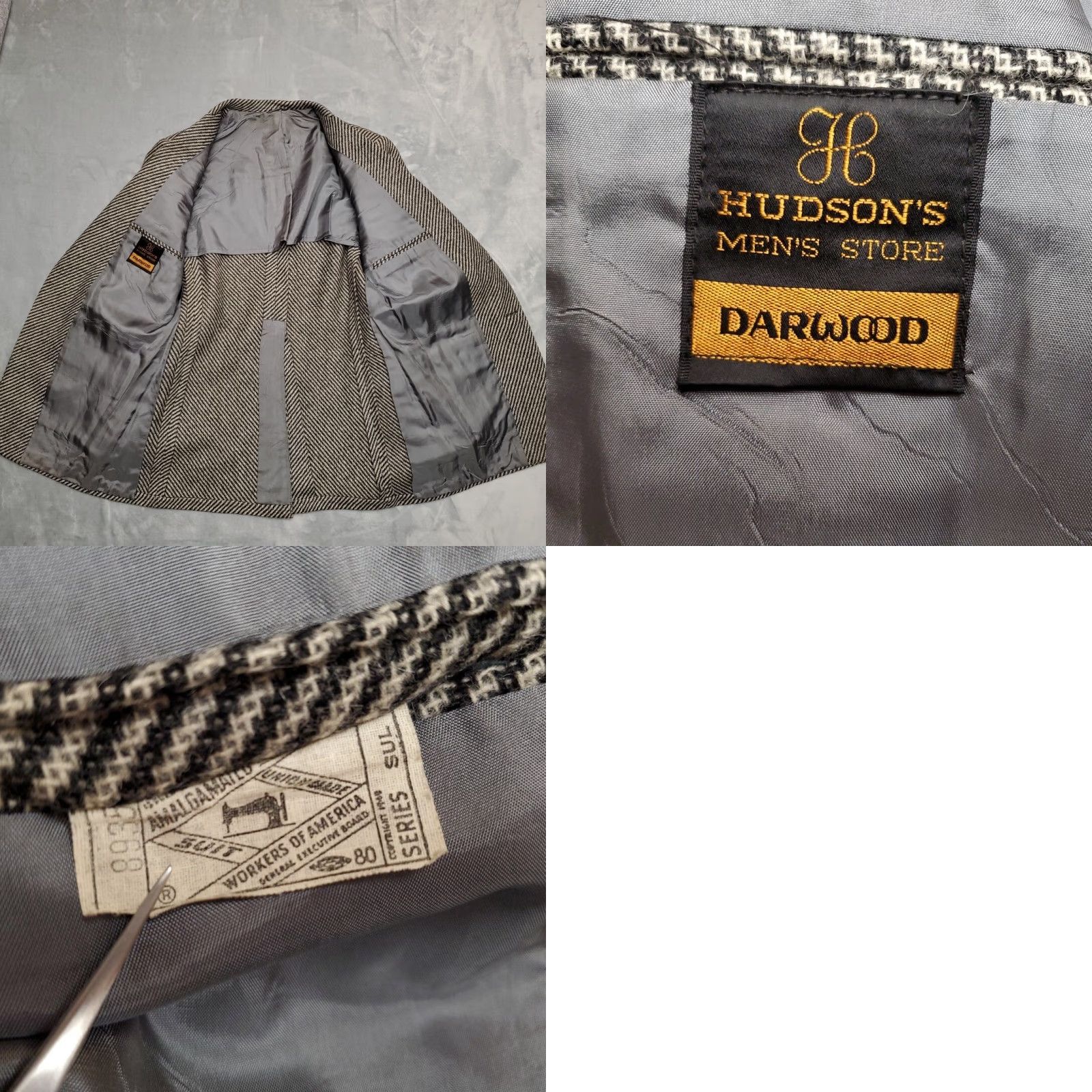 Vintage Hudsons Mens Blazer Jacket Casual Vintage Union Made in USA Western Wool Striped Brown 39 Two-Button Notch Lined Pockets Mens Size 40R - 9 Thumbnail