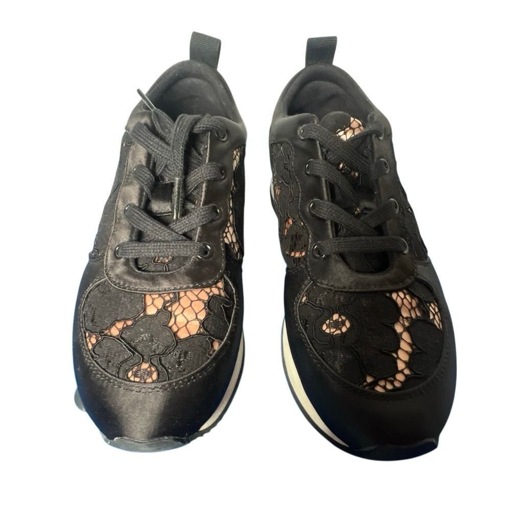 Zara Zara Basic Black Lace Satin Sneakers Size 37 6.5 Size US 7 / IT 37 - 2 Thumbnail