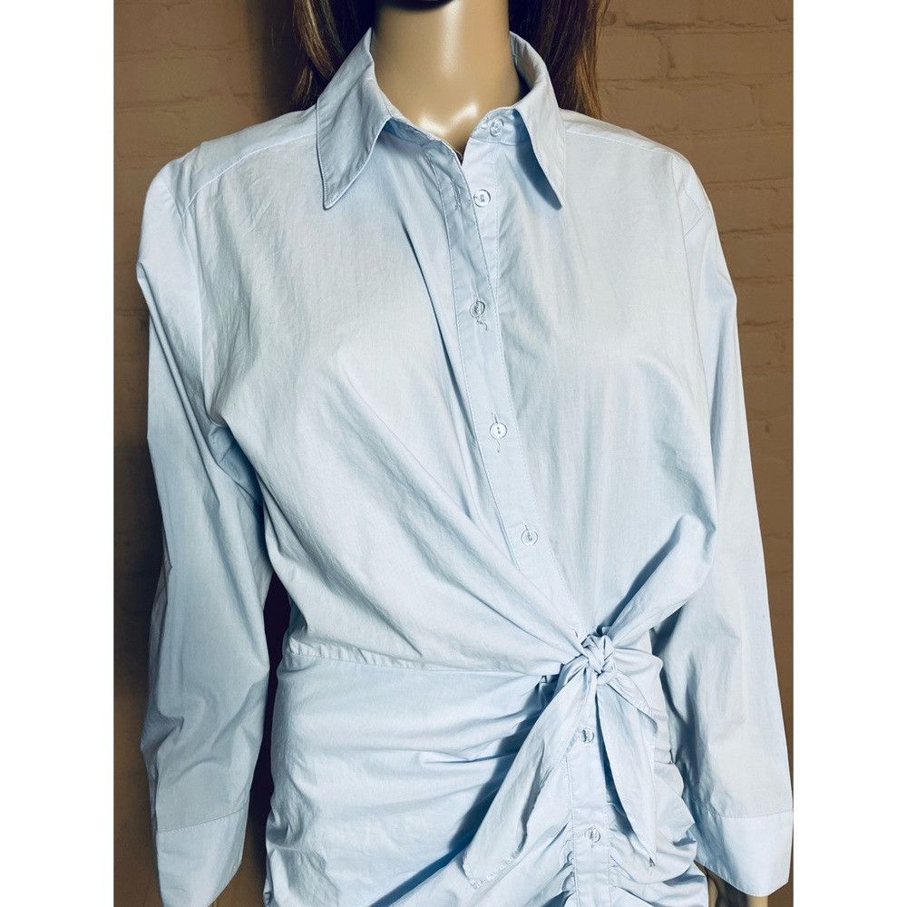 Other New ASTR The Label Blue Cotton Front Button Ruched Dress Si Size M / US 6-8 / IT 42-44 - 5 Thumbnail