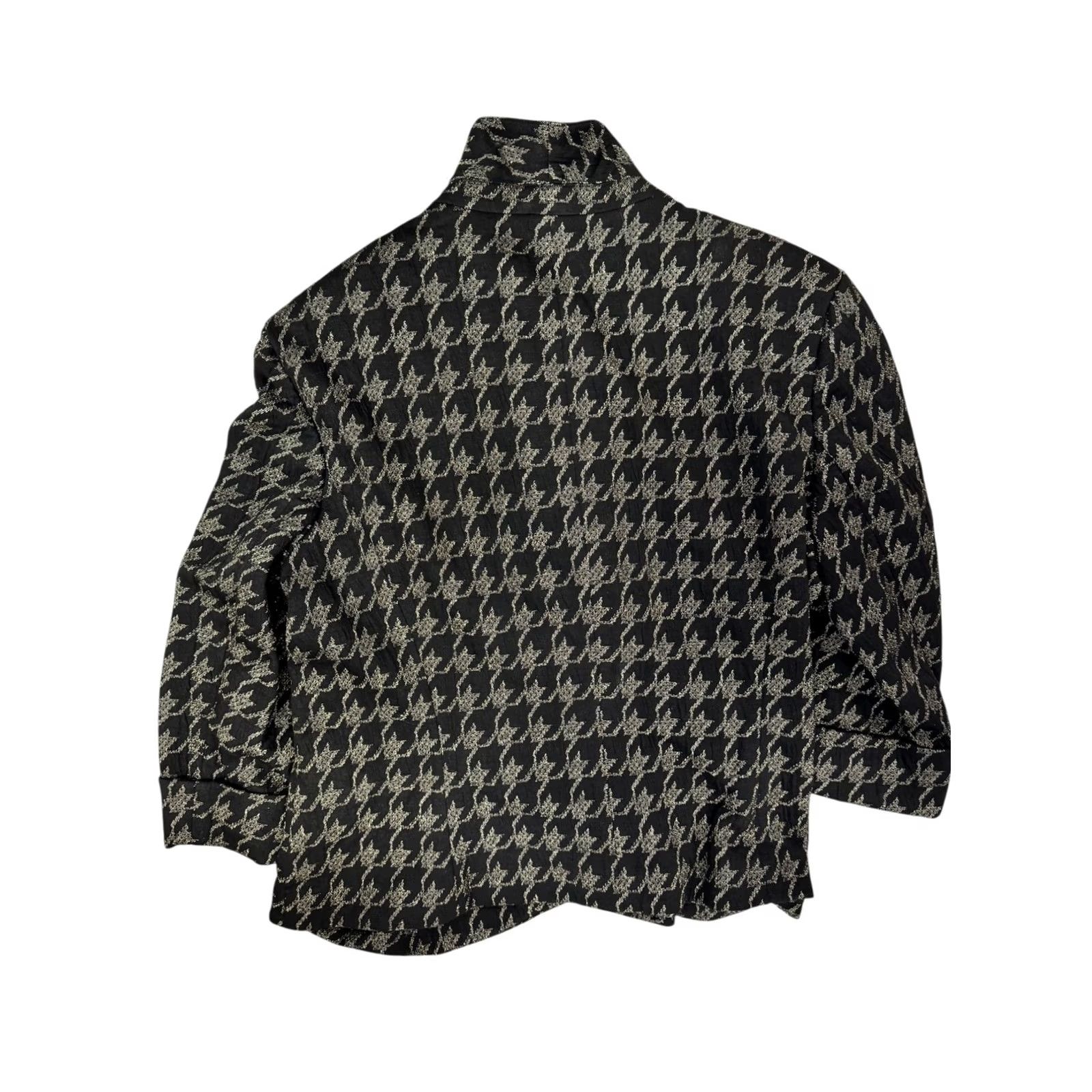 Kasper Kasper Women's Black Gold Houndstooth Jacket Blazer US 18 NWT Open Front Size XXL / US 16-18 / IT 52-54 - 2 Thumbnail