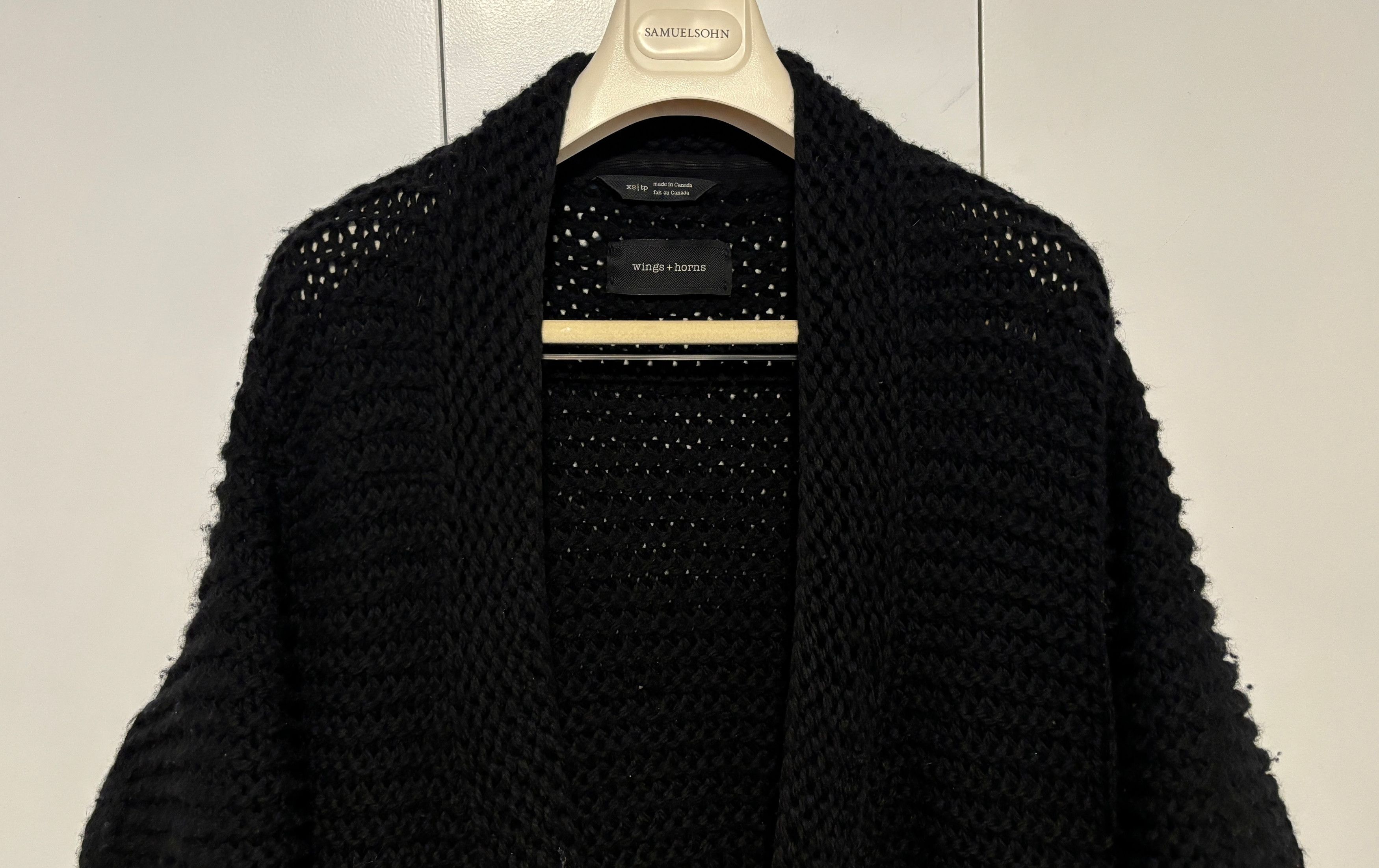 Wings + Horns Wings + Horns Peruvian Black Wool Handknit Cardigan XS-S Size US S / EU 44-46 / 1 - 4 Thumbnail