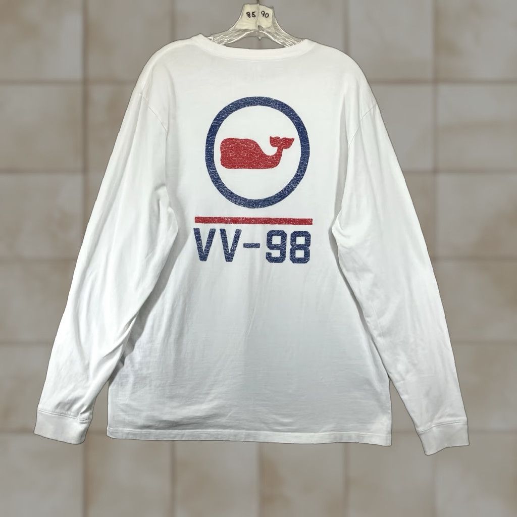 Vineyard Vines Vineyard Vines Men's Long Sleeve T-Shirt Crew Neck Graphic Print 90s Nautical Beach White Large Size US L / EU 52-54 / 3 - 1 Thumbnail