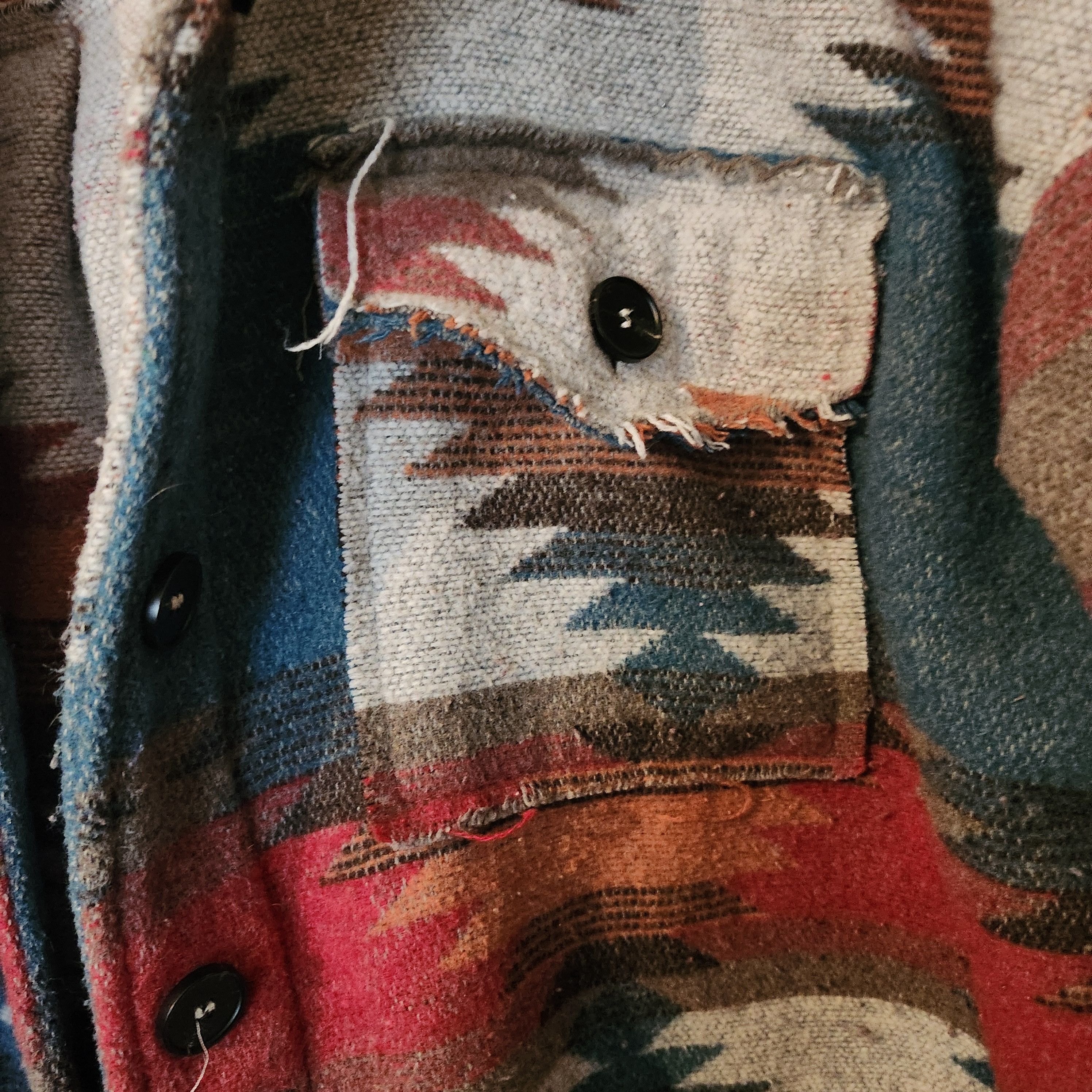 Other La Miel Women's Aztec Southwestern Jacket Button Frayed Sz M Size M / US 6-8 / IT 42-44 - 3 Thumbnail