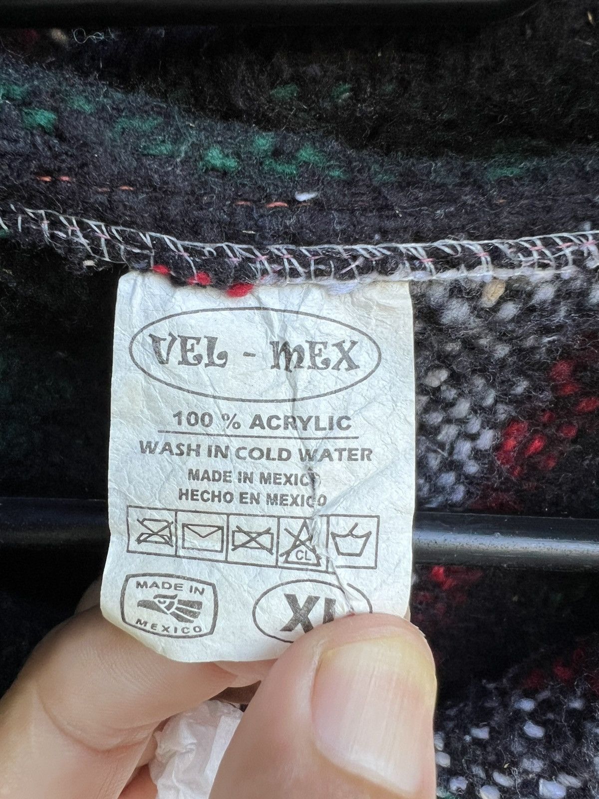 Japanese Brand Vintage VEL-MEX Mexican Baja Hoodie Drug Rug Striped XL Size US L / EU 52-54 / 3 - 2 Thumbnail