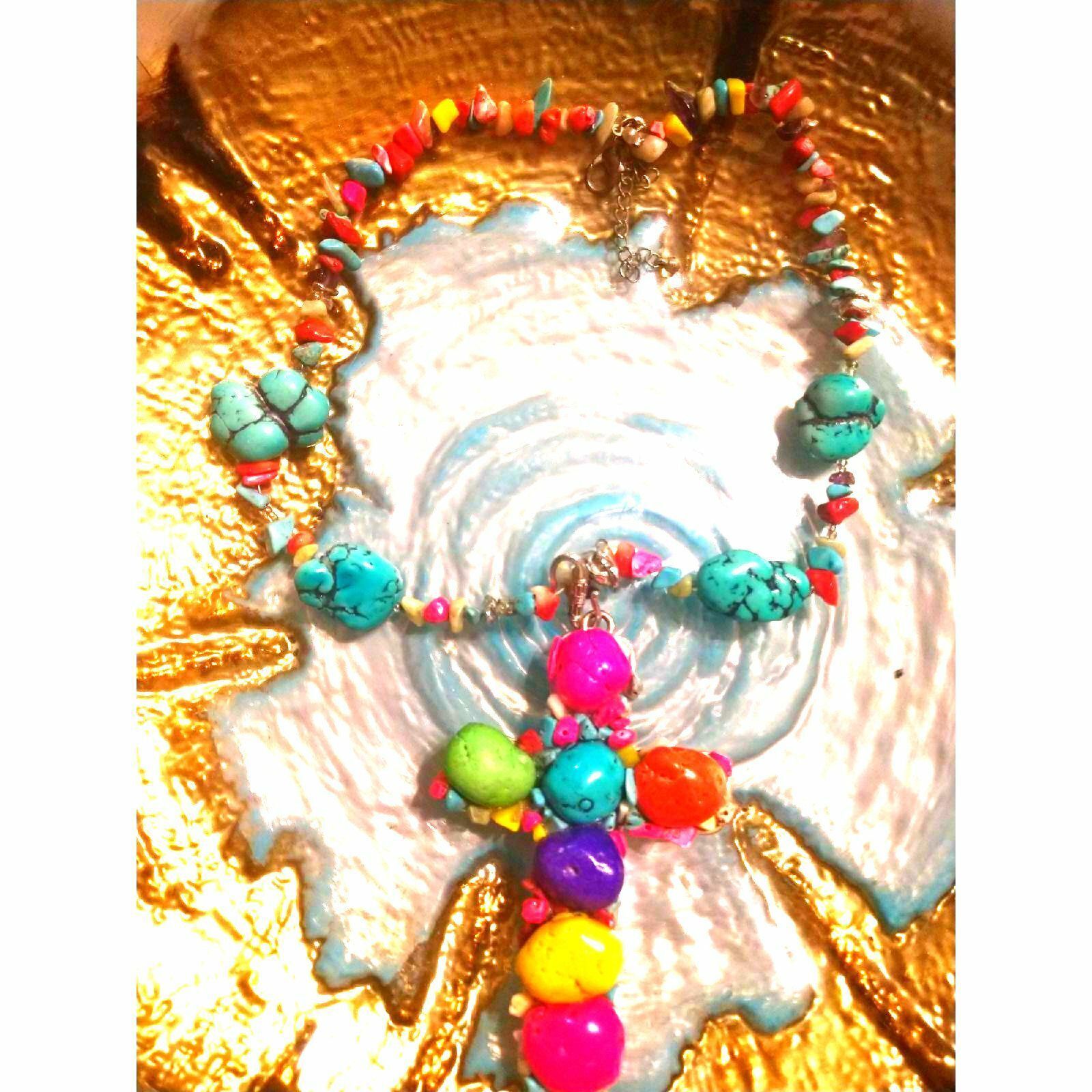 Vintage Unusual~Handcrafted Natl Stone Necklace Size ONE SIZE - 3 Thumbnail